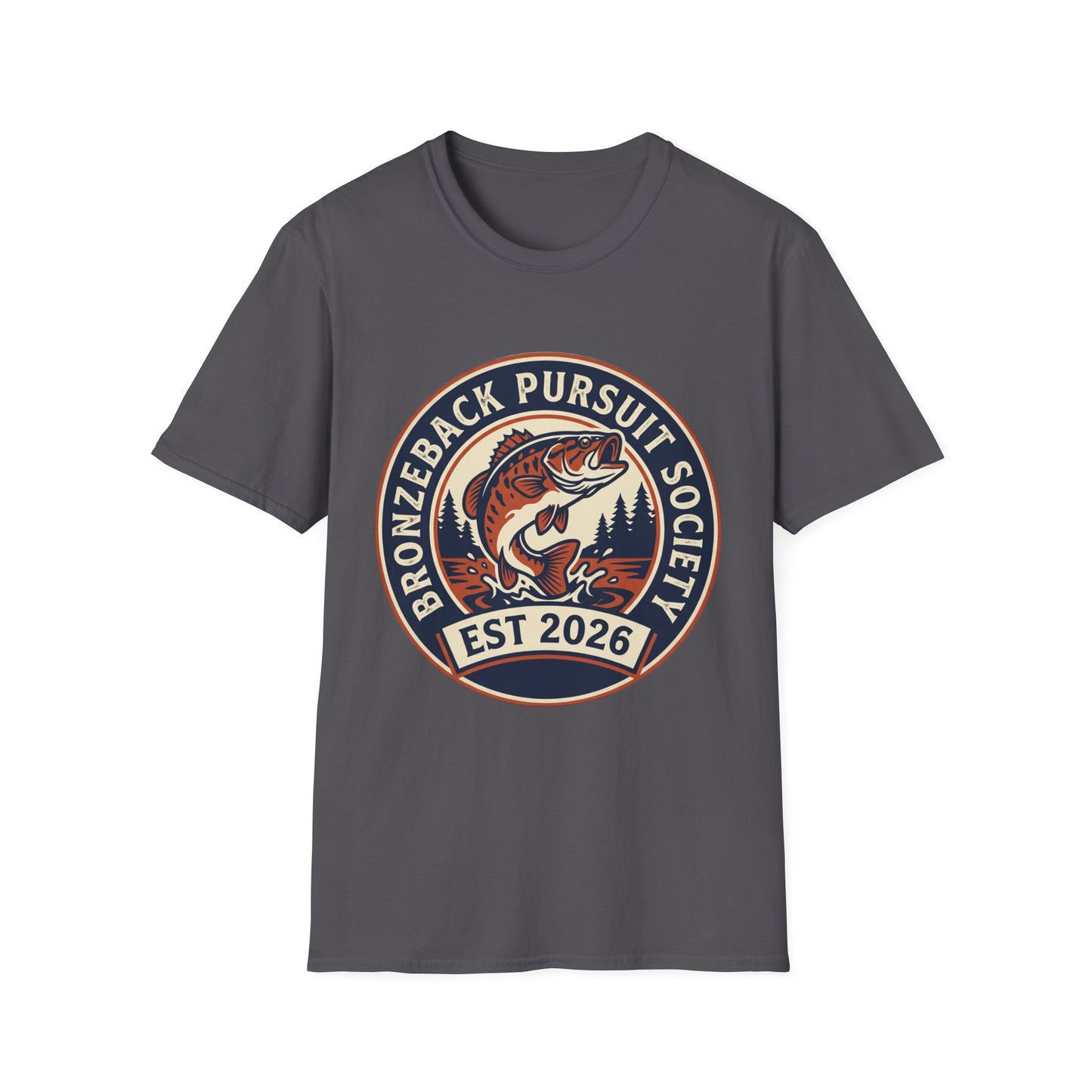 Bronzeback Pursuit Society Tee side view on model