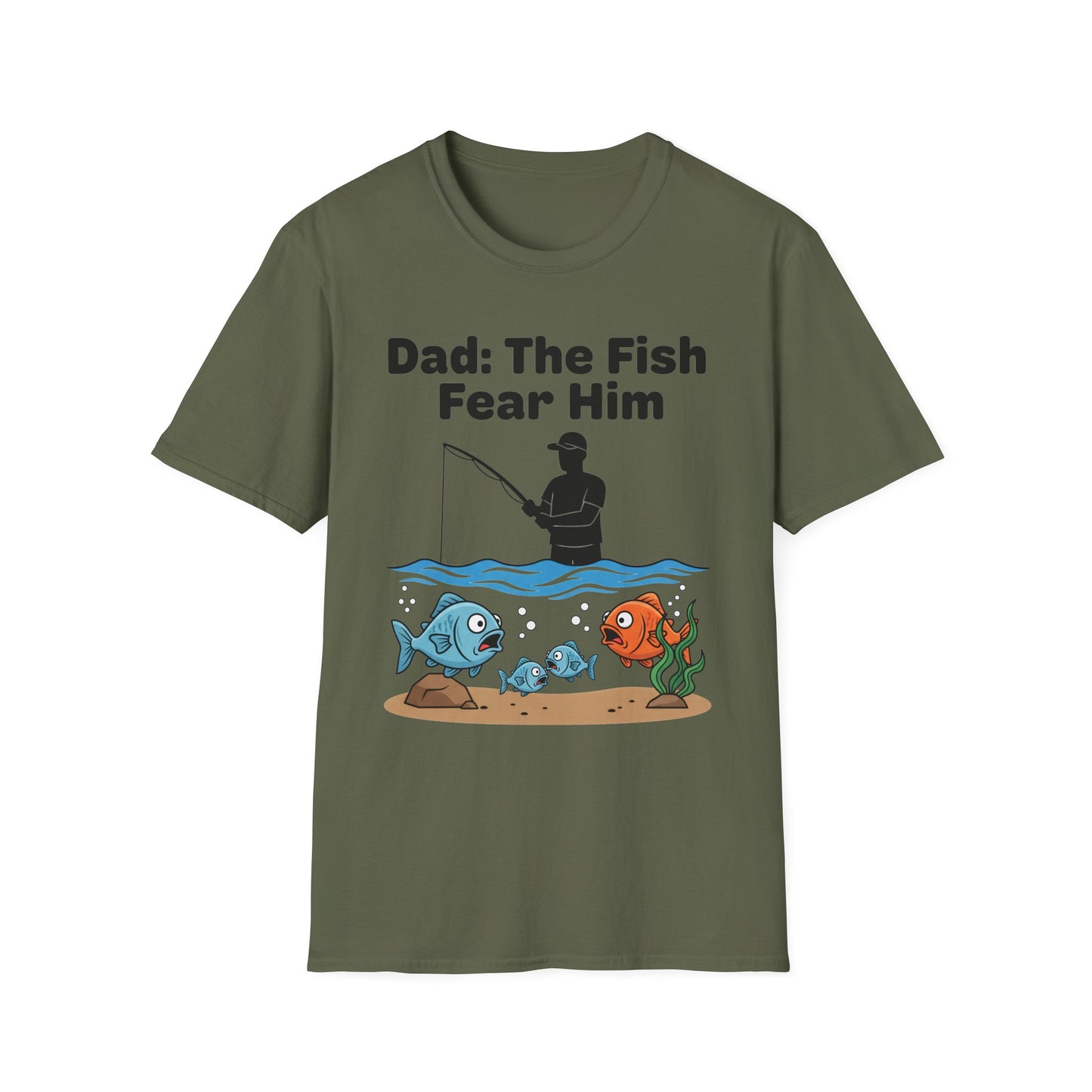 Dad: The Fish Fear Him Tee soft cotton fabric texture close-up