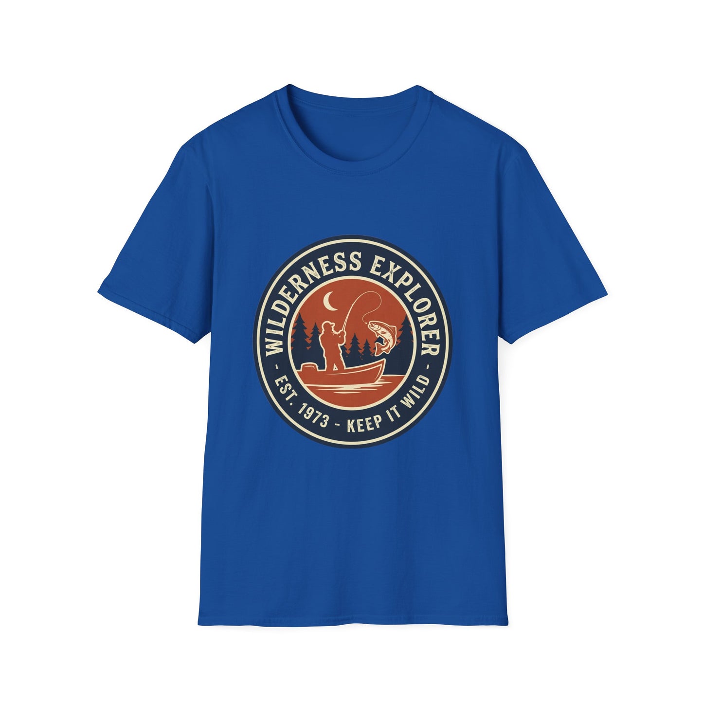 Wilderness Explorer Tee outdoor wilderness fishing adventure t-shirt flat lay back view