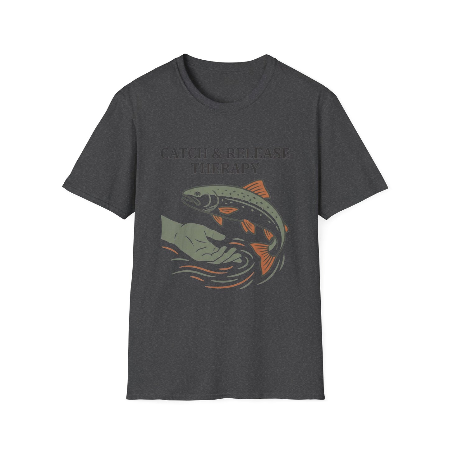 Catch & Release Therapy Tee lifestyle photo worn by angler dad