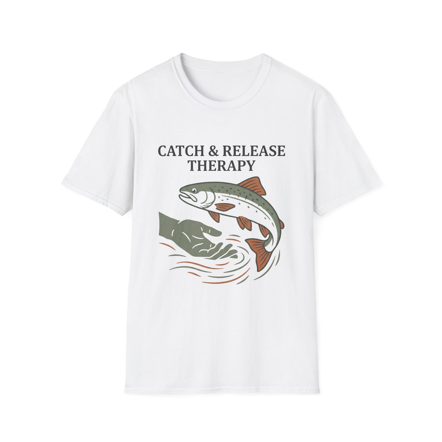 Catch & Release Therapy Tee funny catch and release fishing therapy t-shirt front view
