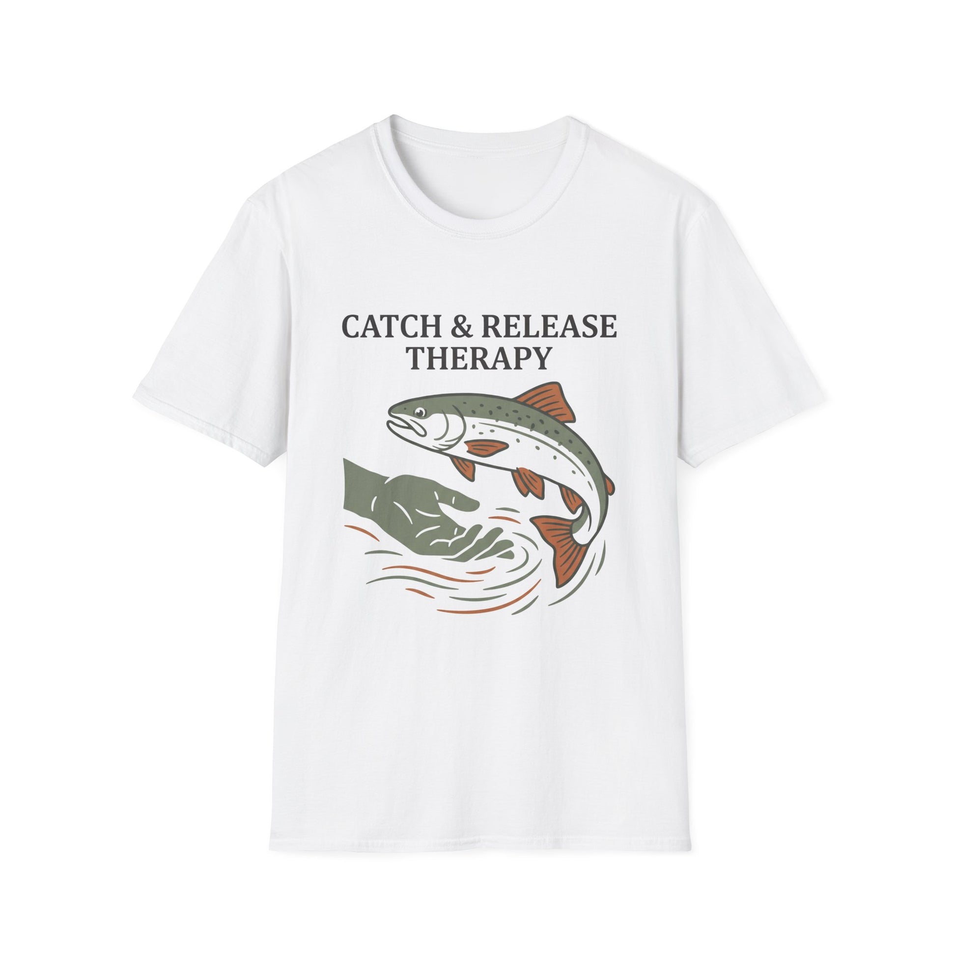 Catch & Release Therapy Tee funny catch and release fishing therapy t-shirt front view