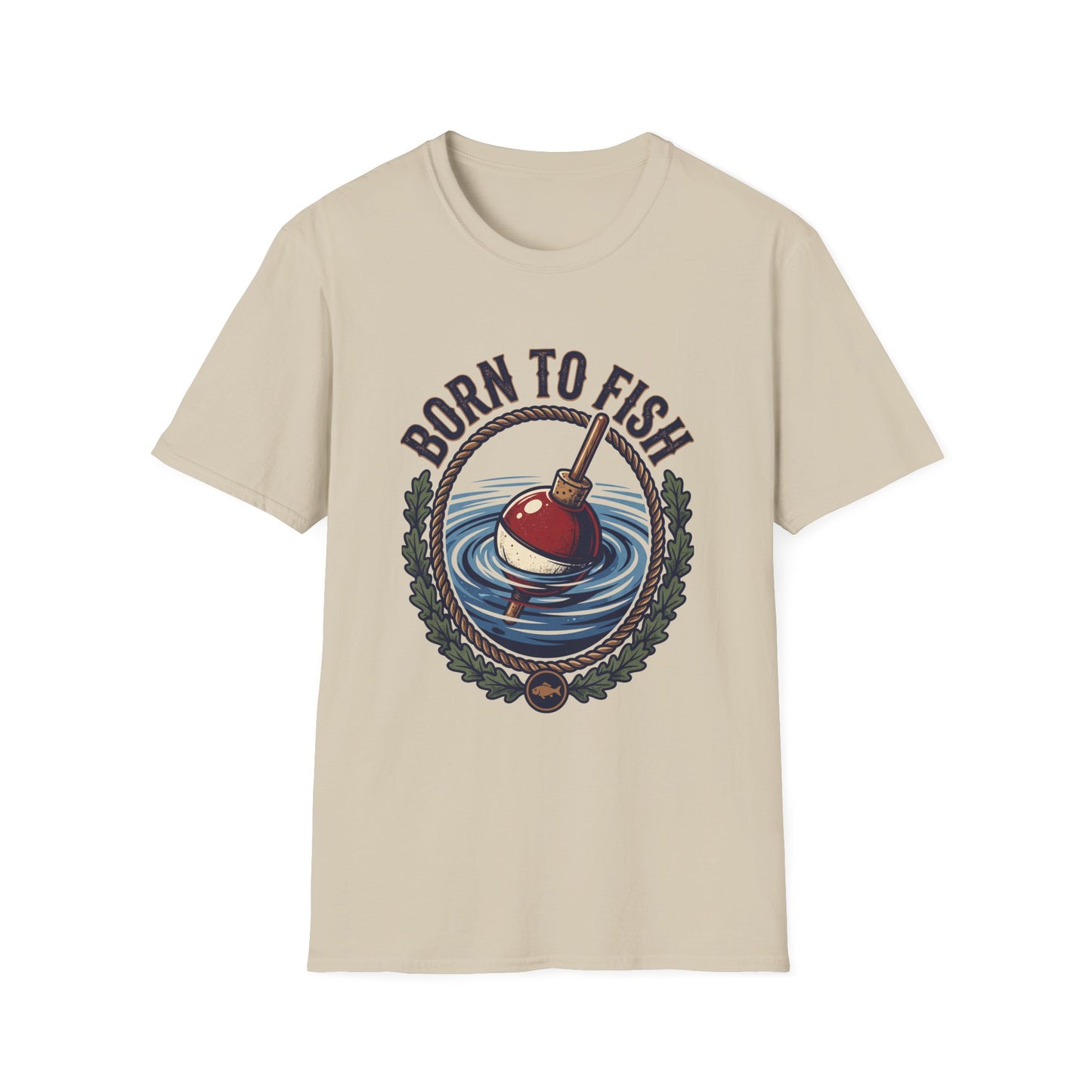 Born to Fish Tee bass fishing slogan chest print close-up