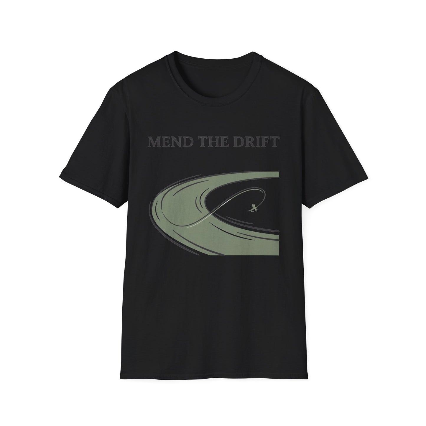 Mend the Drift Tee fly fishing dad graphic back view