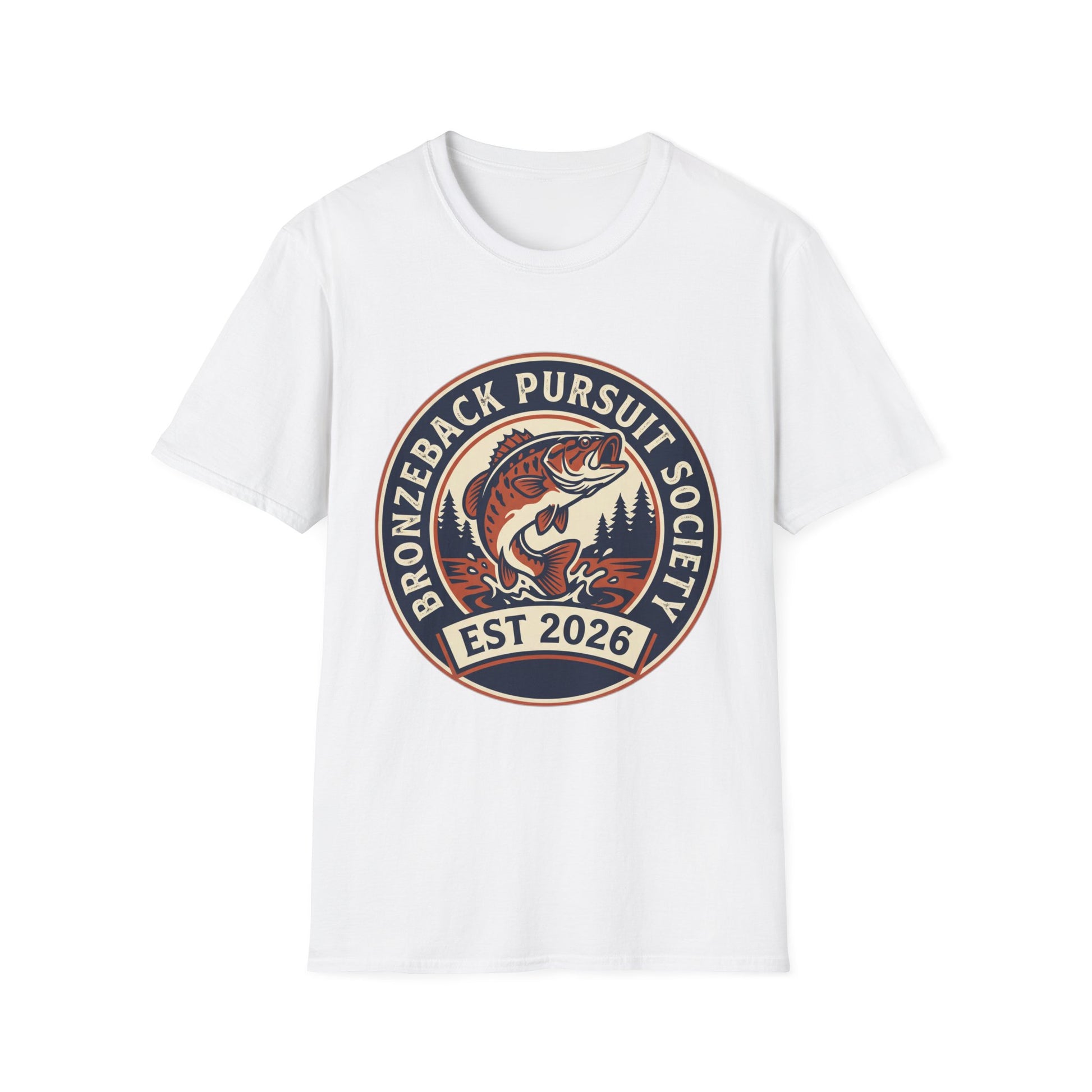 Bronzeback Pursuit Society Tee smallmouth bass fishing club chest print front view
