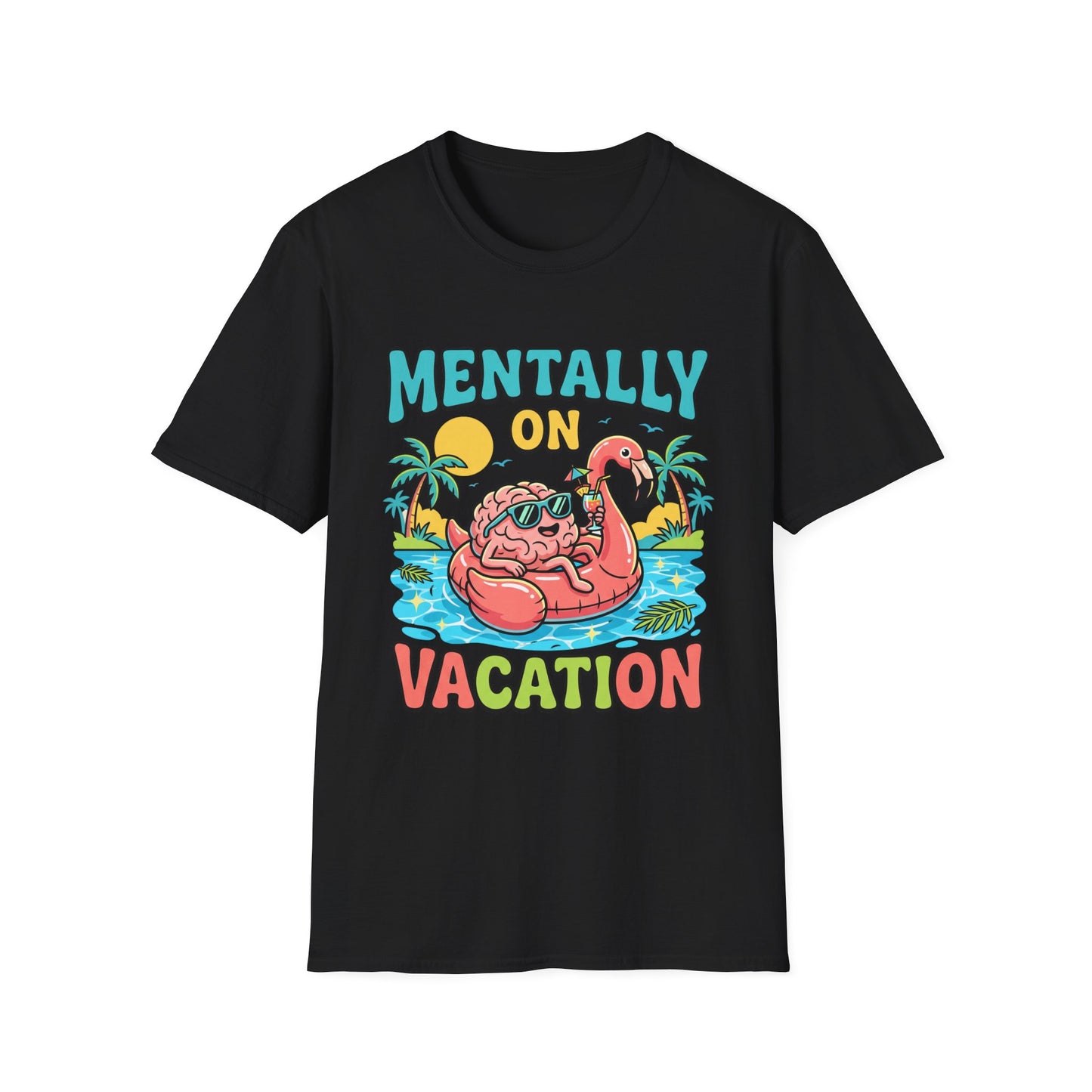 Mentally On Vacation T-Shirt – Funny Flamingo Pool Float Summer Tee