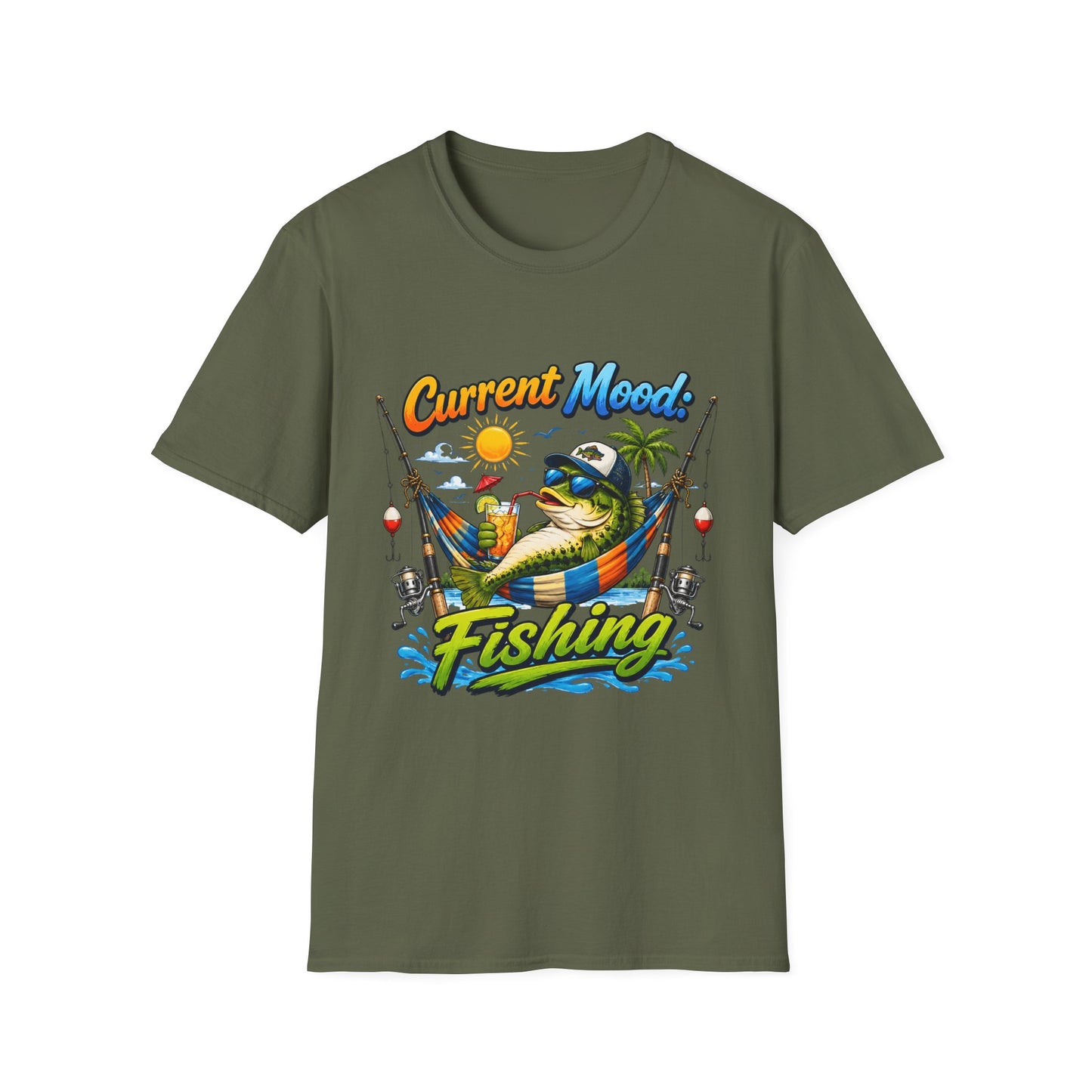 Fishing T-Shirt — "Sorry I Have Plans" Funny Bass Fishing Tee for Anglers fabric texture close-up