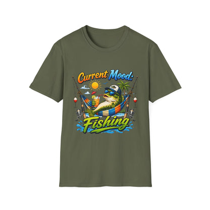 Fishing T-Shirt — "Sorry I Have Plans" Funny Bass Fishing Tee for Anglers fabric texture close-up