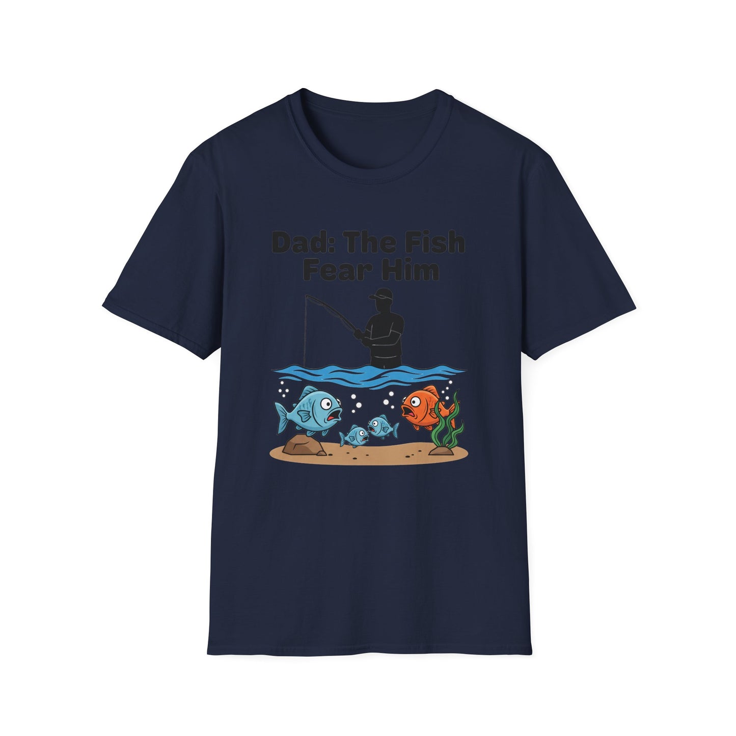 Dad The Fish Fear Him Tee (V2) size chart for funny fishing t-shirt