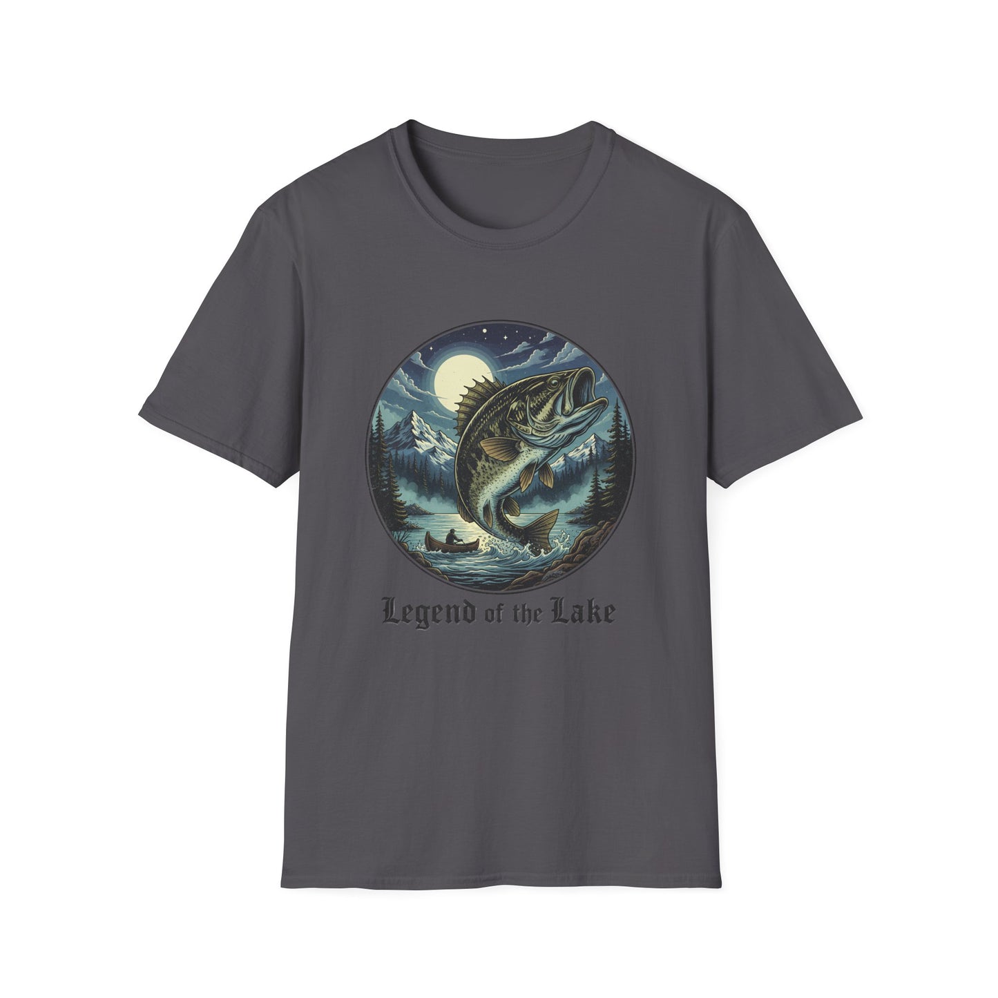 Legend of the Lake Tee vintage lake fishing graphic t-shirt flat lay front view