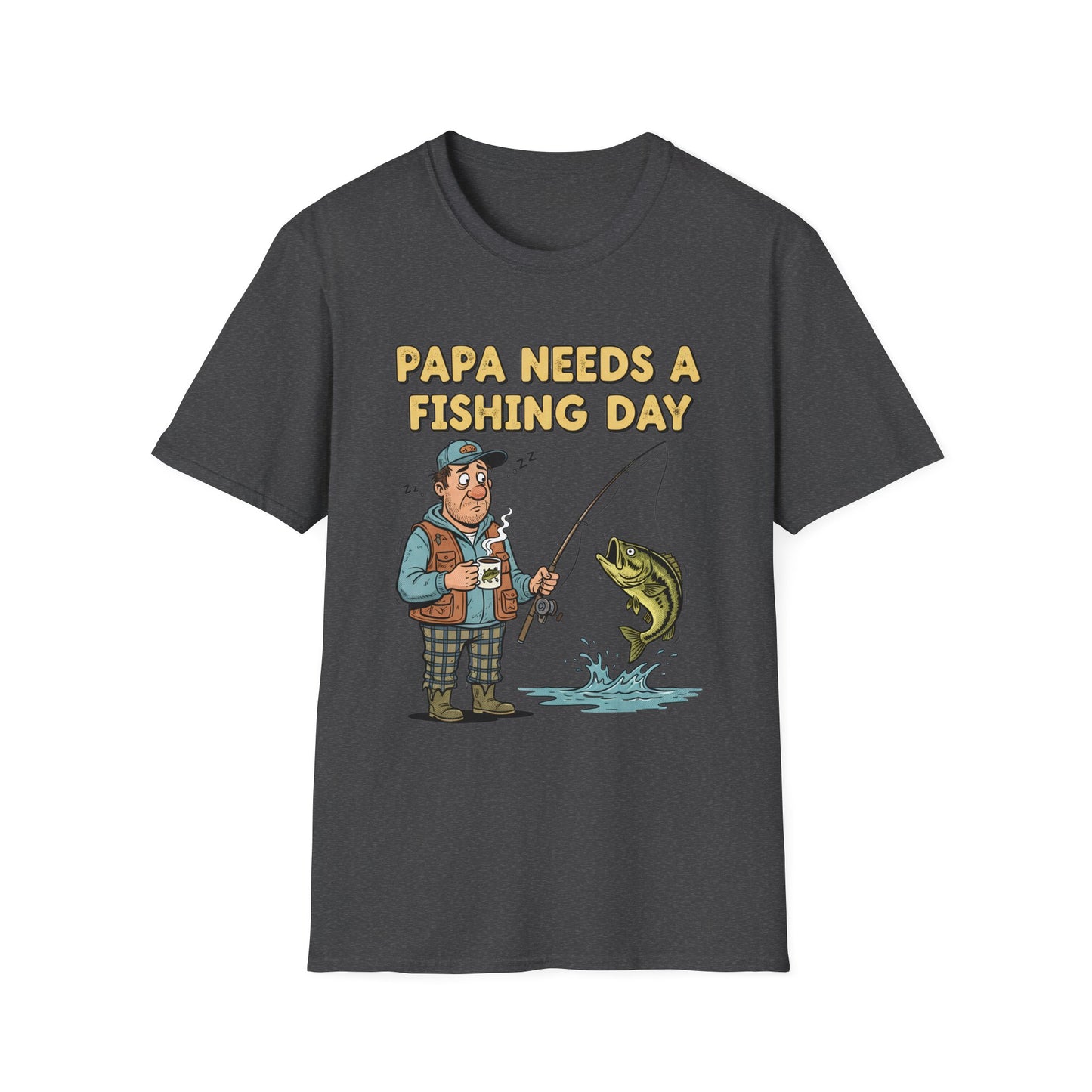 Papa Needs a Fishing Day Tee lifestyle photo worn by fishing papa