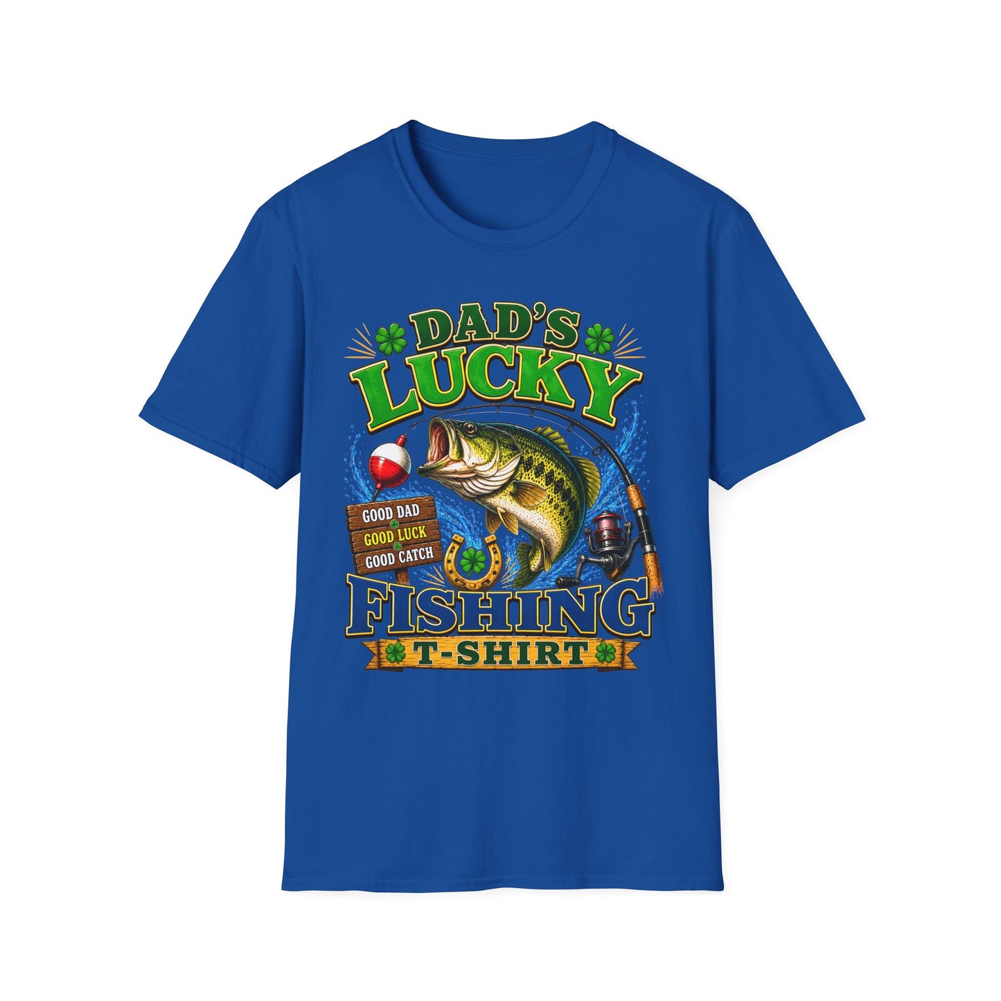Dad's Lucky Fishing Tee flat lay front view