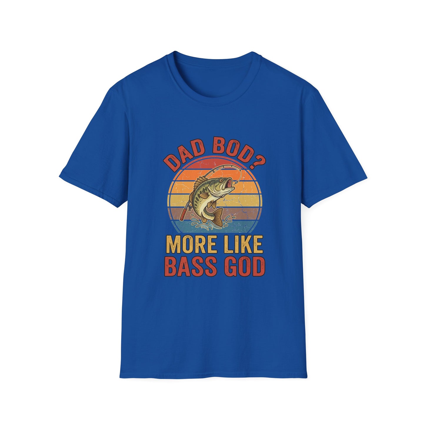 Bass God Tee funny bass fishing dad chest print close-up