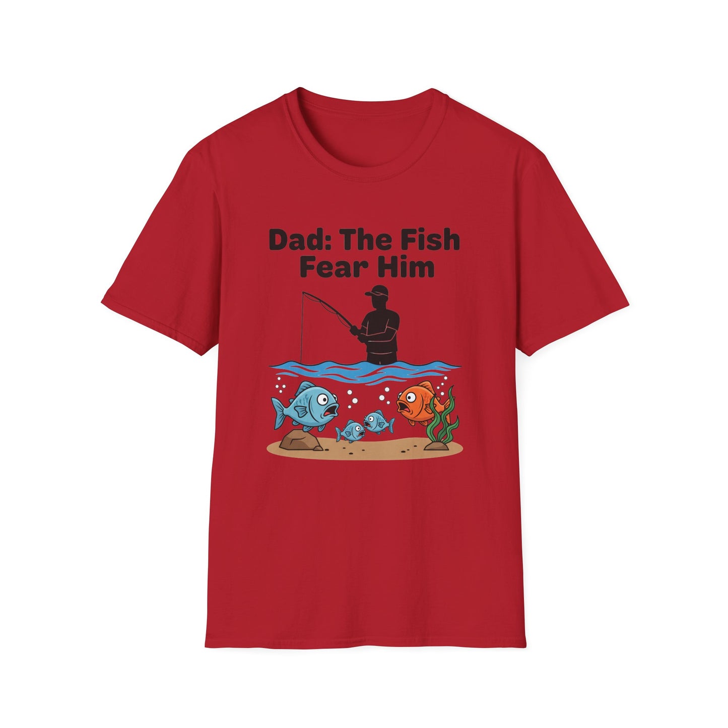 Dad The Fish Fear Him Tee (V2) folded shirt ready as fishing dad gift