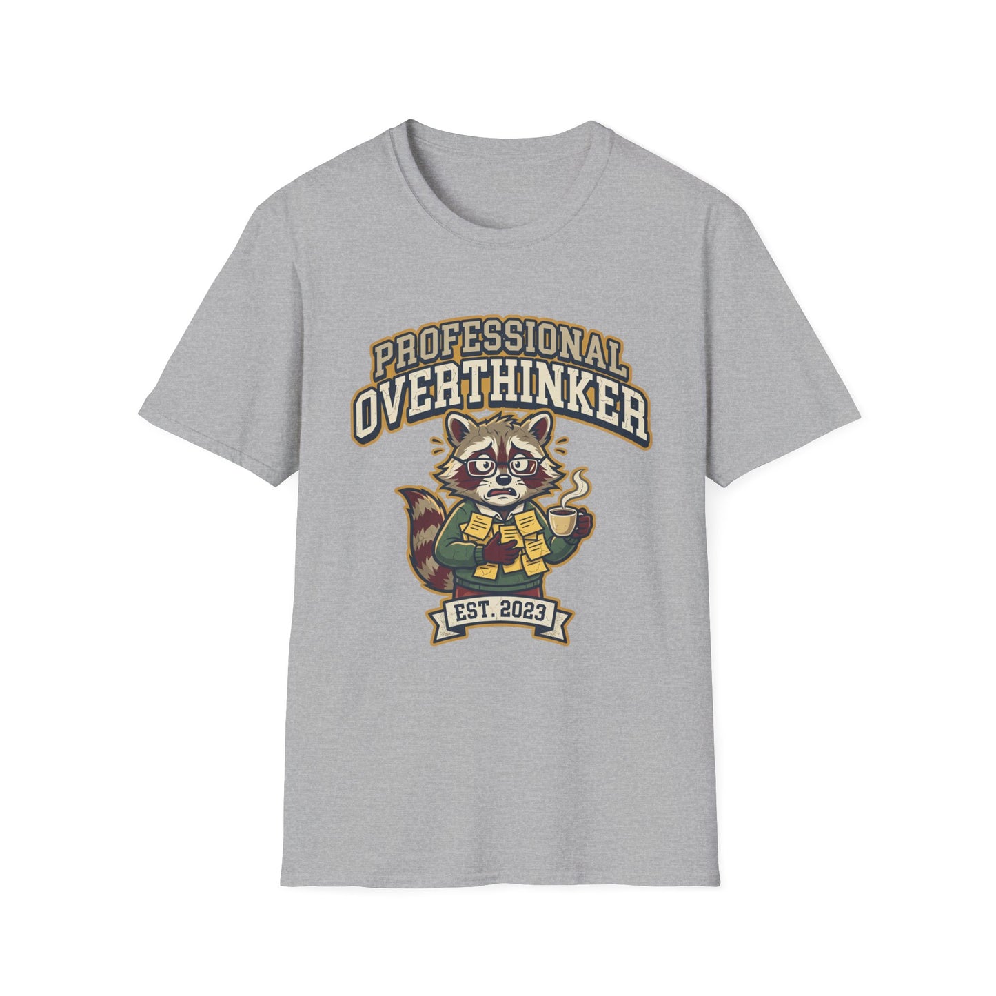 Professional Overthinker T-Shirt — Cute Raccoon Graphic “EST. 2023”
