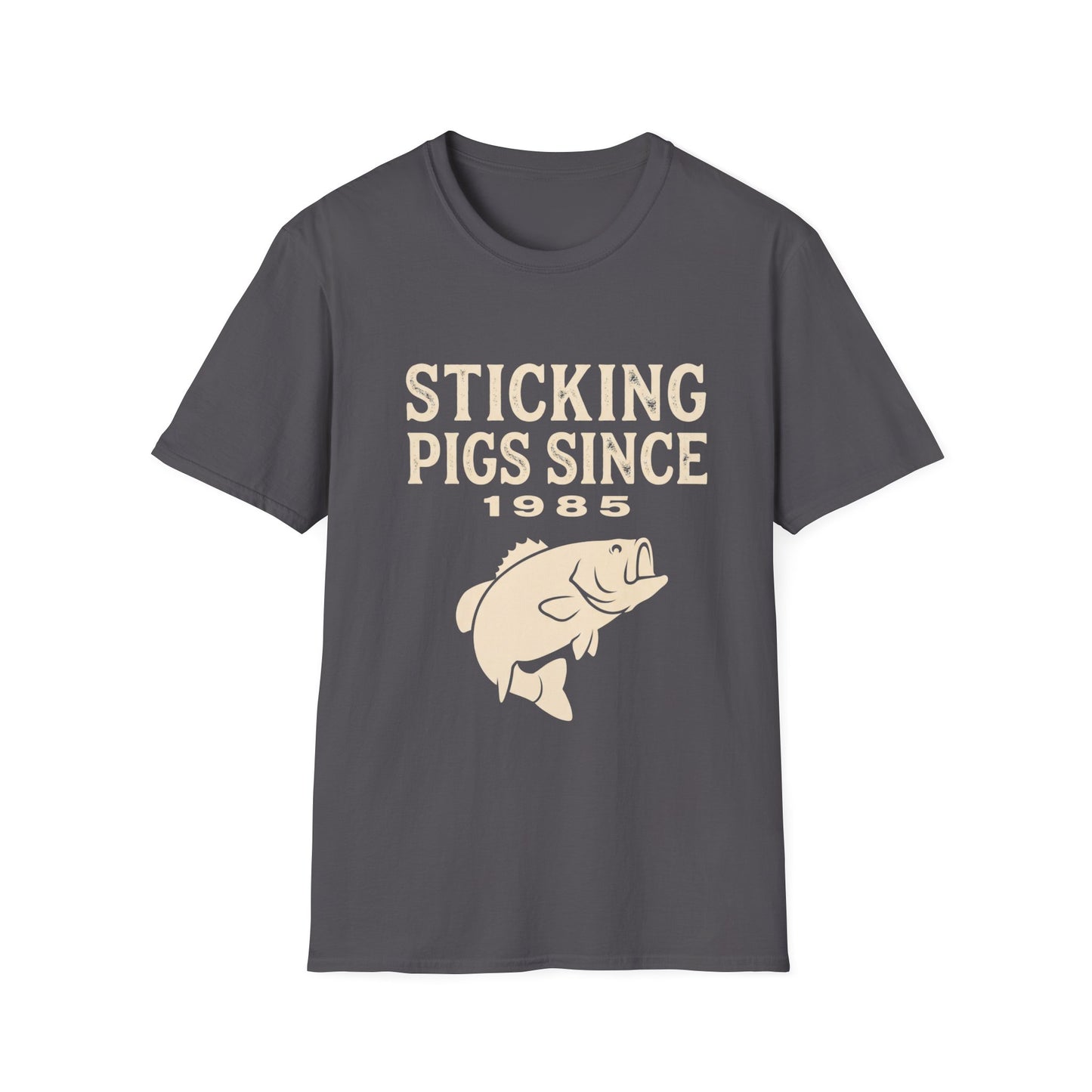 Sticking Pigs Since 1985 Bass Fishing T-Shirt – Funny Angler Tee