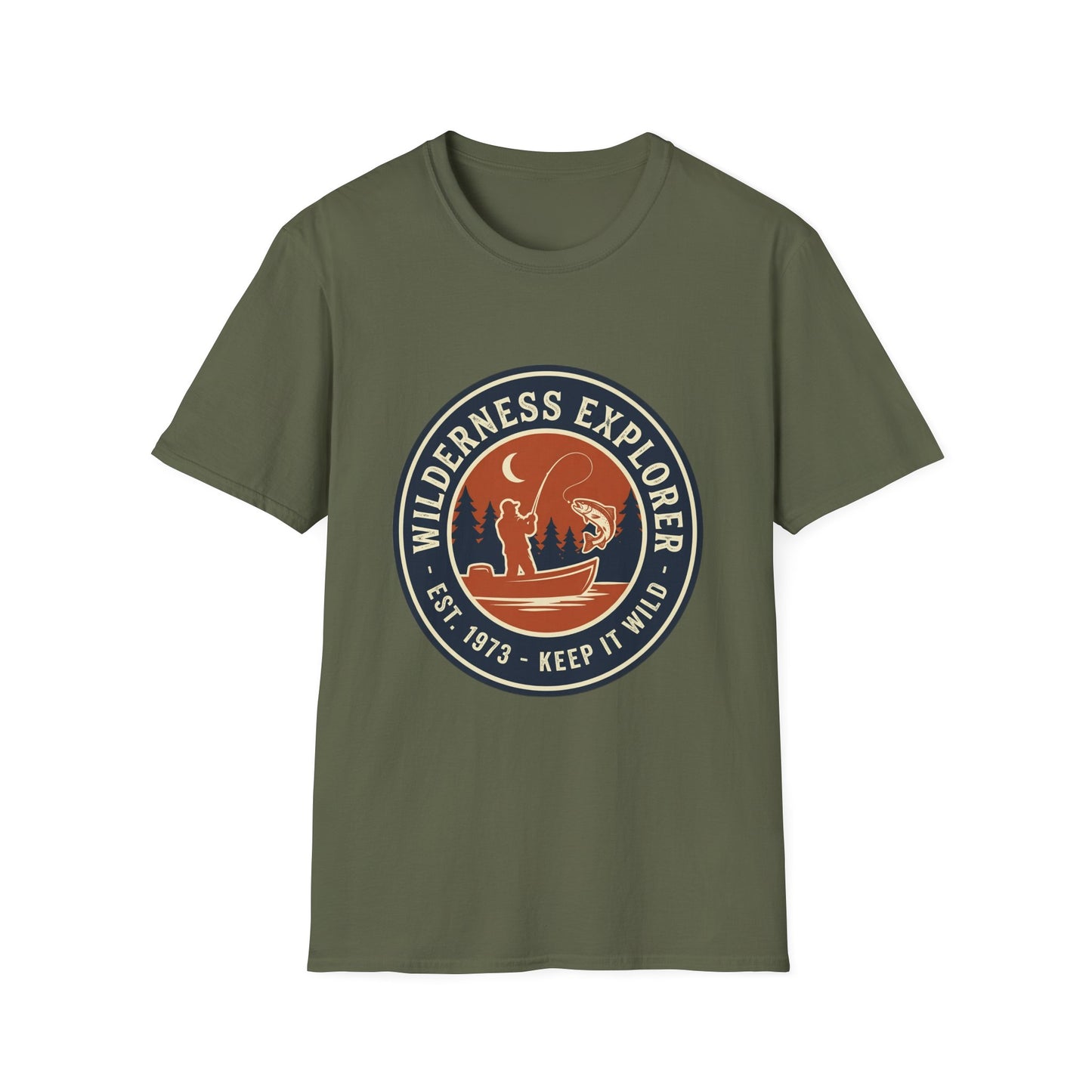 Wilderness Explorer Tee outdoor wilderness fishing adventure t-shirt lifestyle photo worn by angler