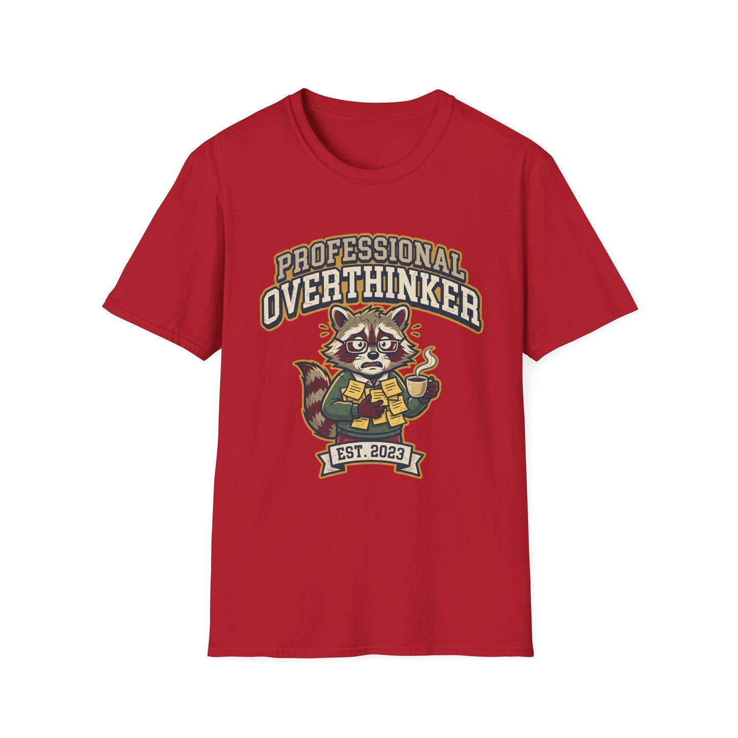 Professional Overthinker T-Shirt — Cute Raccoon Graphic “EST. 2023”