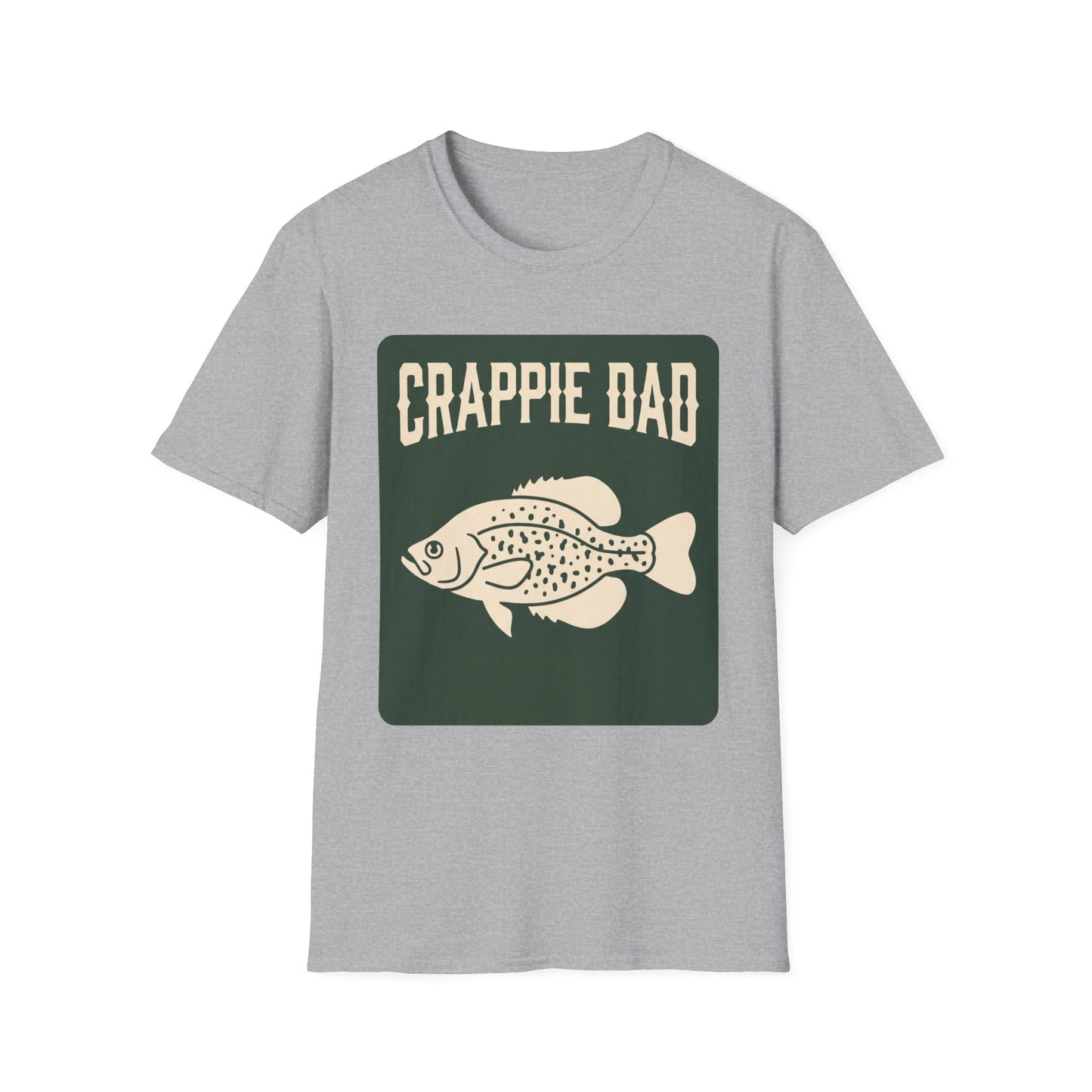 Crappie Dad Tee neckline and shoulder seam detail
