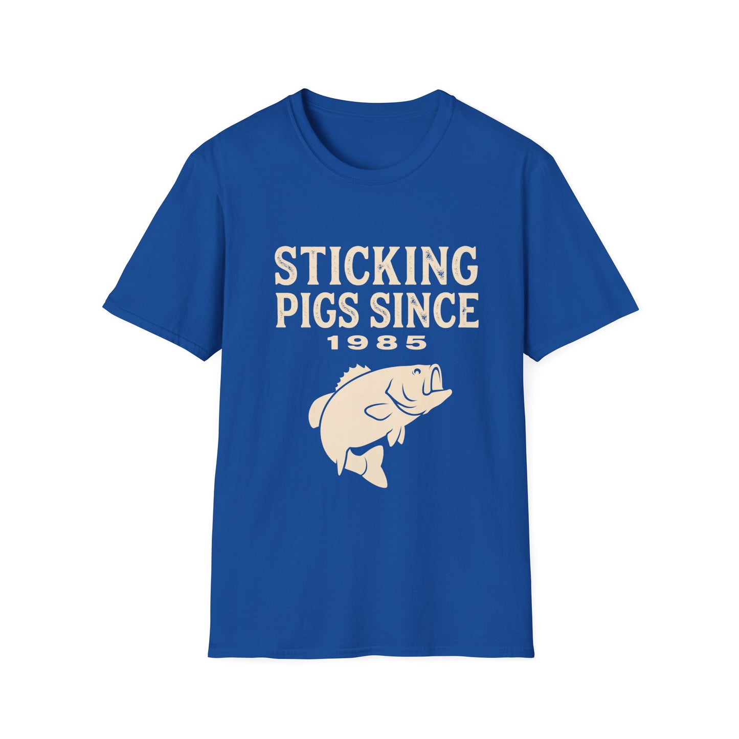 Sticking Pigs Since 1985 Bass Fishing T-Shirt – Funny Angler Tee