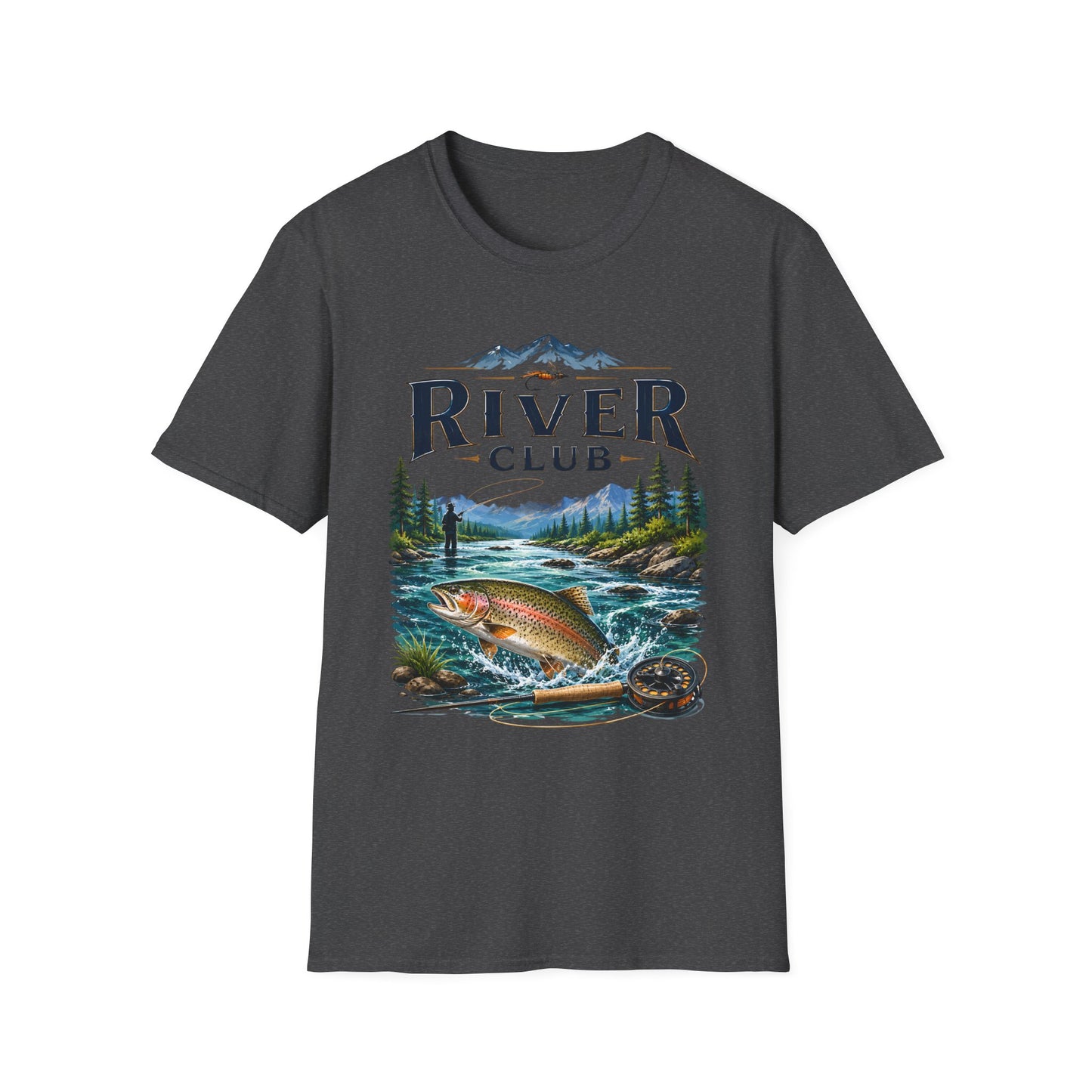 River Club trout fishing t-shirt lifestyle photo worn by angler outdoors