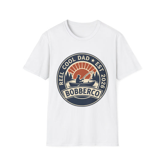 Reel Cool Dad Tee (Retro Logo) funny Father’s Day fishing t-shirt front view