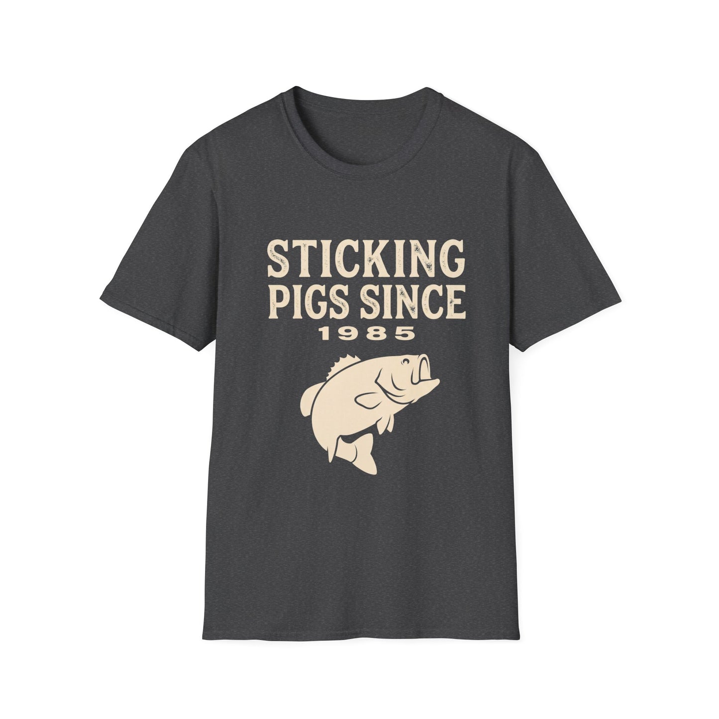 Sticking Pigs Since 1985 Bass Fishing T-Shirt – Funny Angler Tee