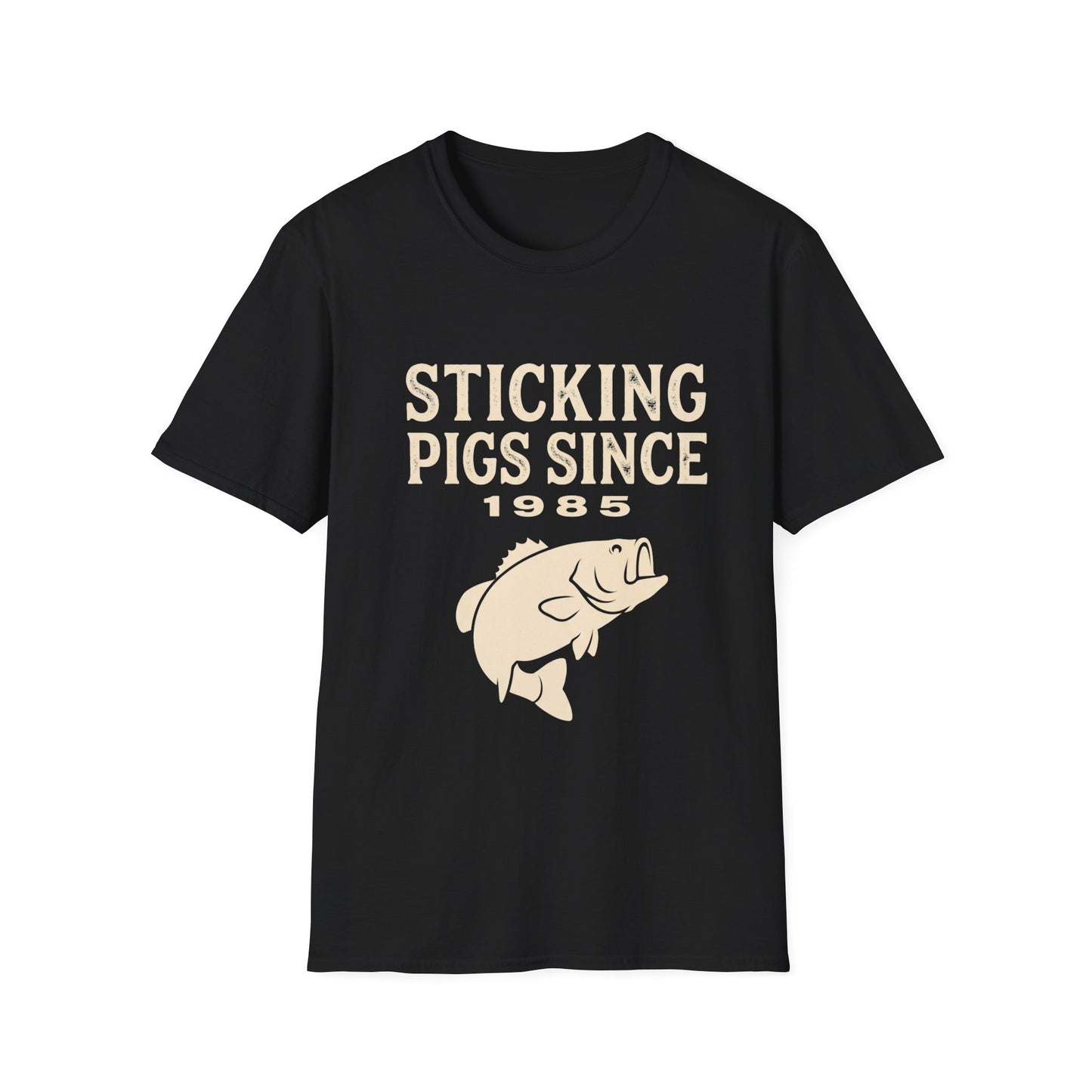 Sticking Pigs Since 1985 Bass Fishing T-Shirt – Funny Angler Tee