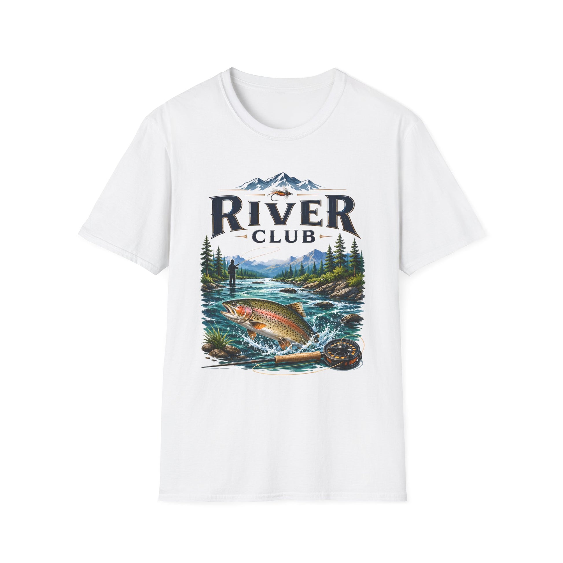 River Club trout fishing graphic t-shirt front view