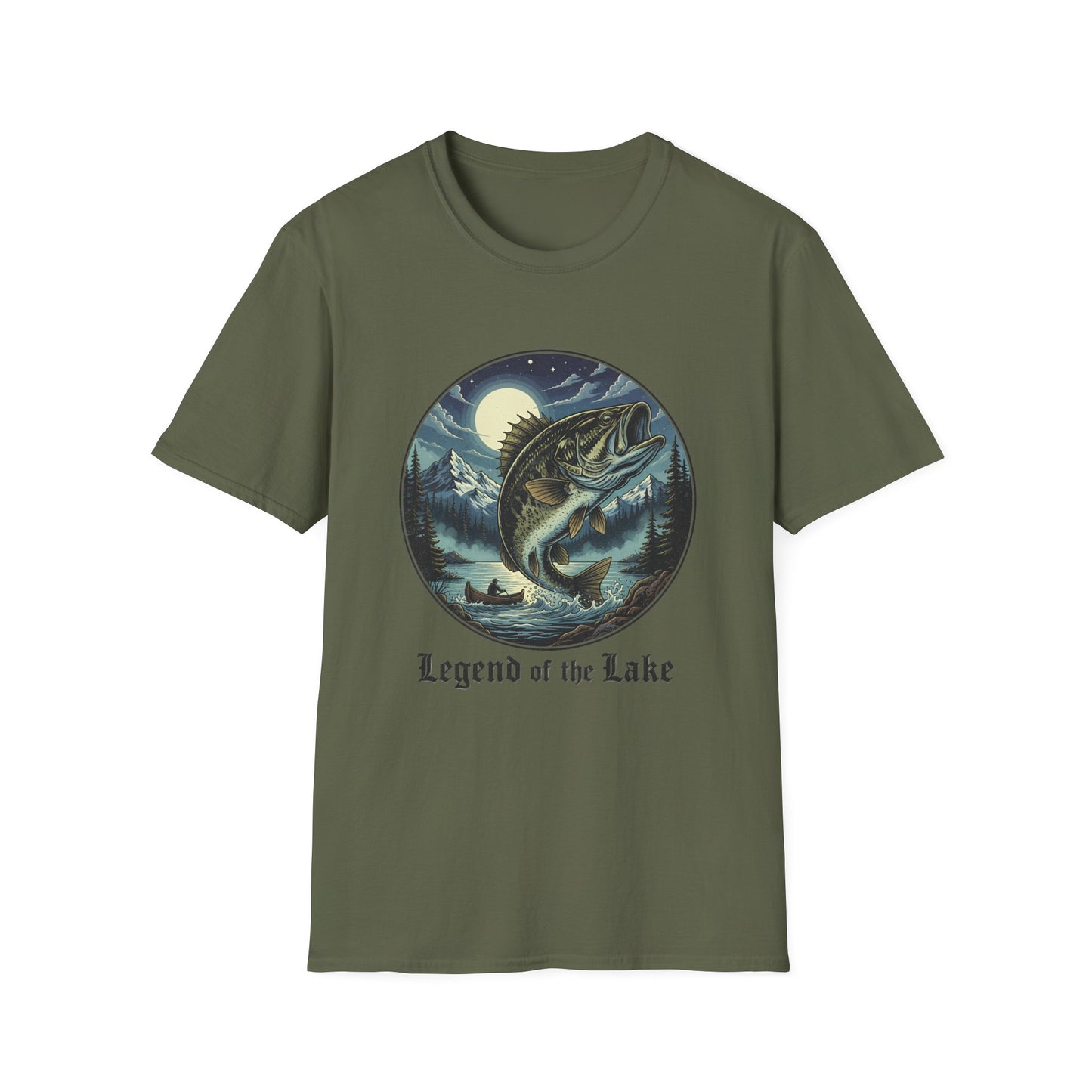 Legend of the Lake Tee vintage lake fishing graphic t-shirt lifestyle photo worn by angler
