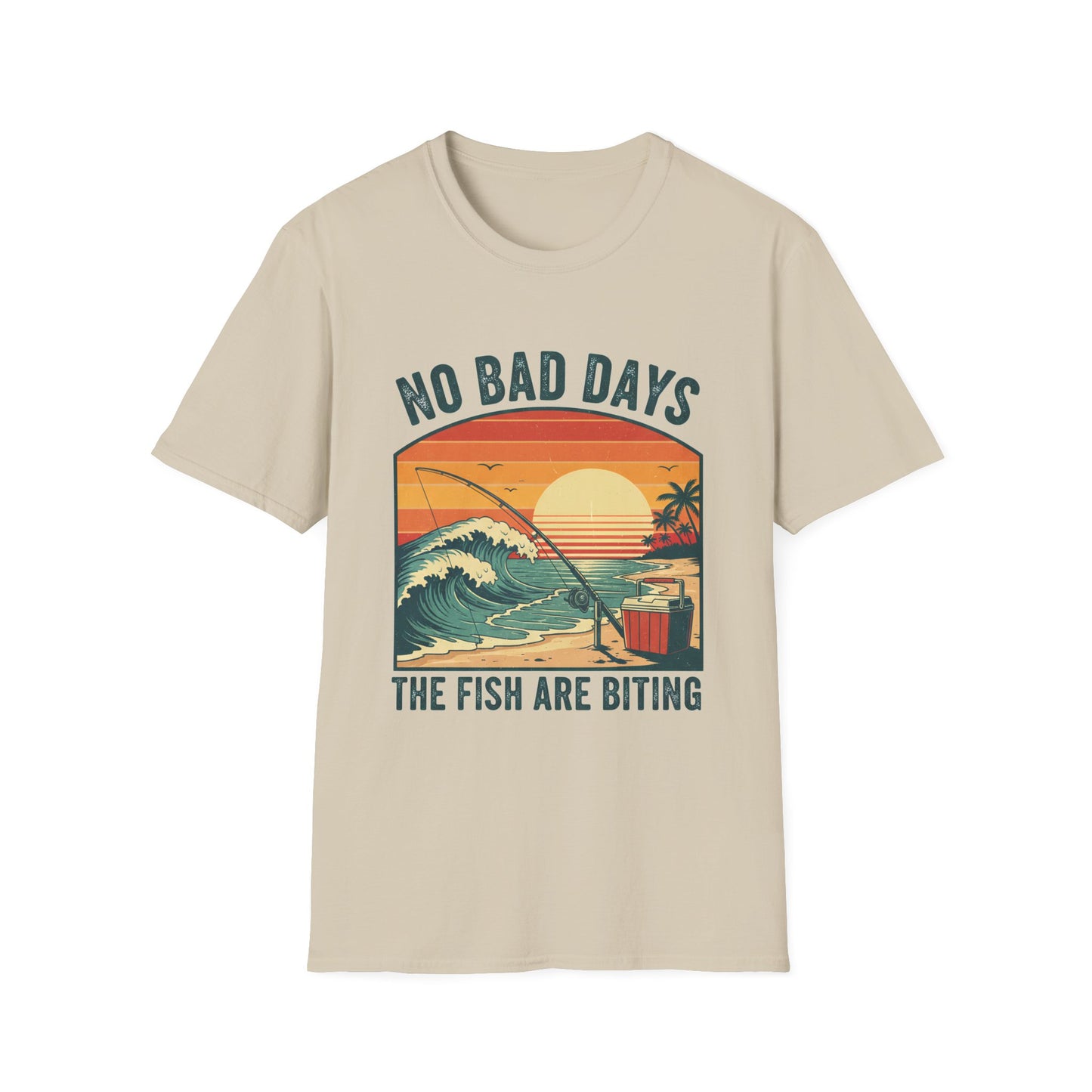No Bad Days Tee bass jumping in sunset illustration close-up
