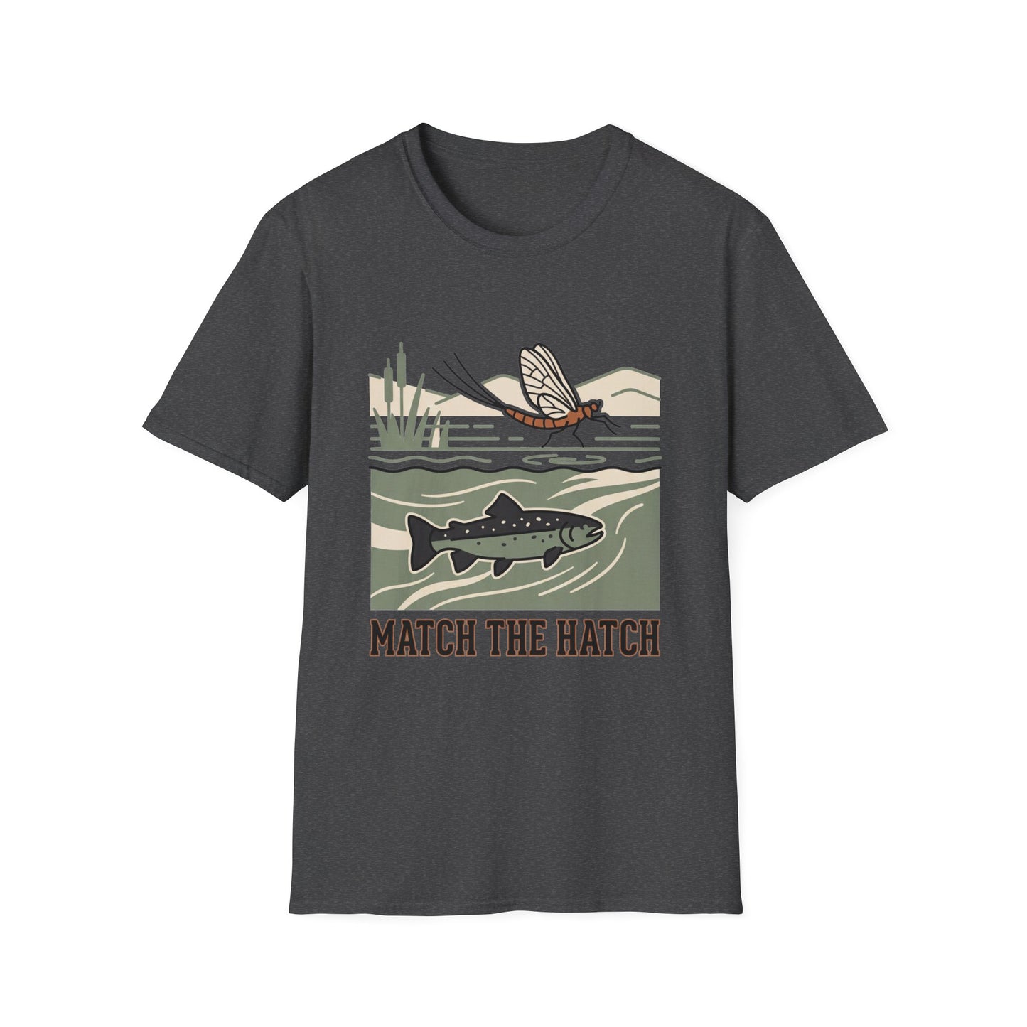 Match the Hatch Tee fly fishing match the hatch graphic t-shirt side view on model