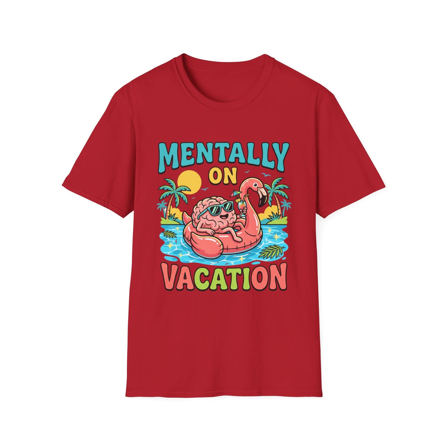 Mentally On Vacation T-Shirt – Funny Flamingo Pool Float Summer Tee