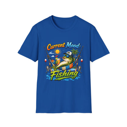 Fishing T-Shirt — "Sorry I Have Plans" Funny Bass Fishing Tee for Anglers flat lay front view