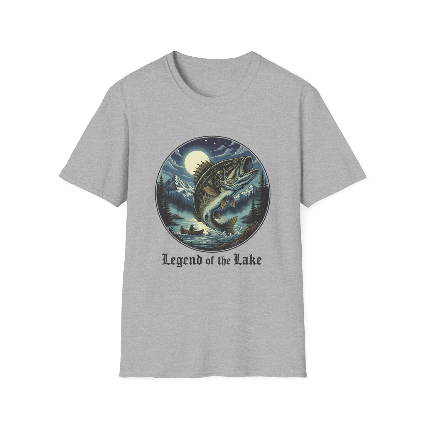 Legend of the Lake Tee vintage lake fishing graphic t-shirt neckline and shoulder detail