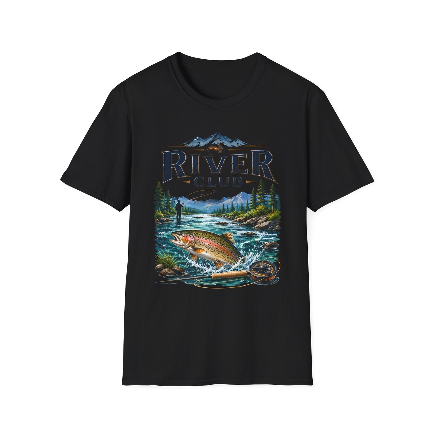 River Club trout fishing graphic t-shirt back view