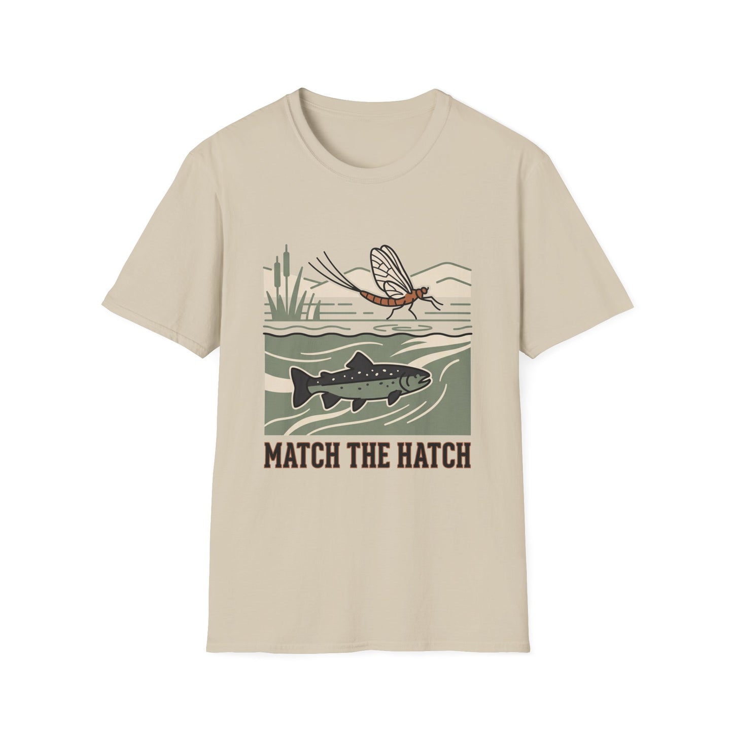 Match the Hatch Tee fly fishing match the hatch graphic t-shirt chest print close-up