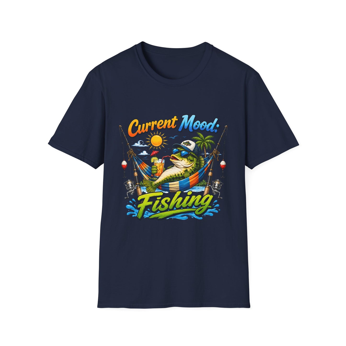 Fishing T-Shirt — "Sorry I Have Plans" Funny Bass Fishing Tee for Anglers flat lay back view