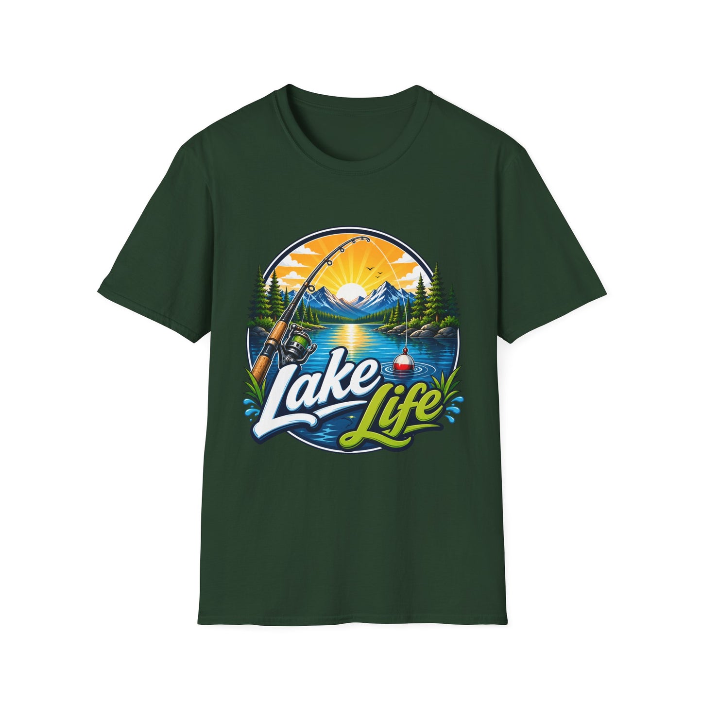Lake Life fishing t-shirt packaging and folded shirt