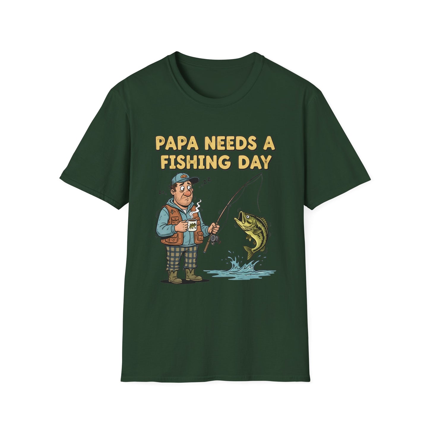Papa Needs a Fishing Day Tee folded packaging as fathers day fishing gift