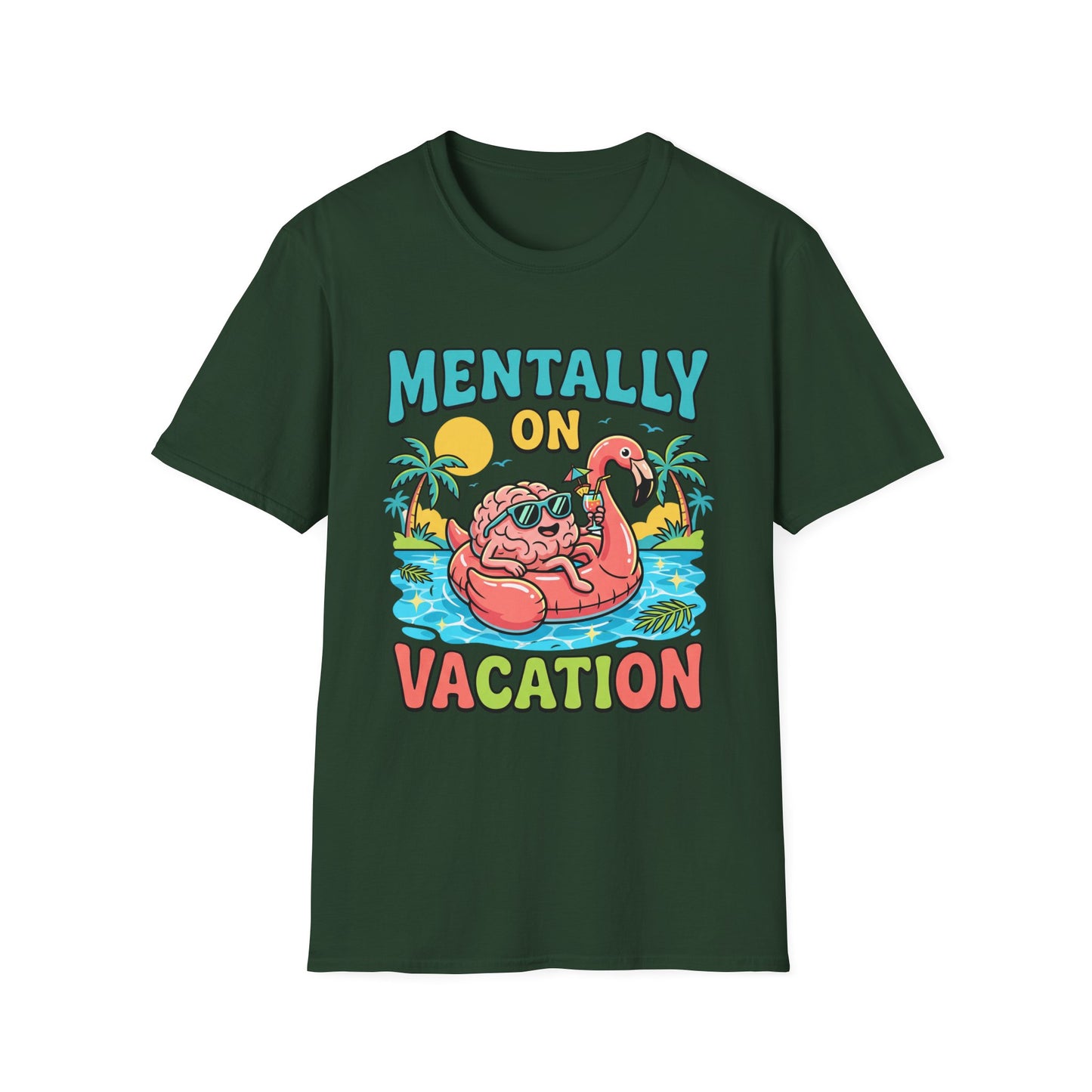 Mentally On Vacation T-Shirt – Funny Flamingo Pool Float Summer Tee