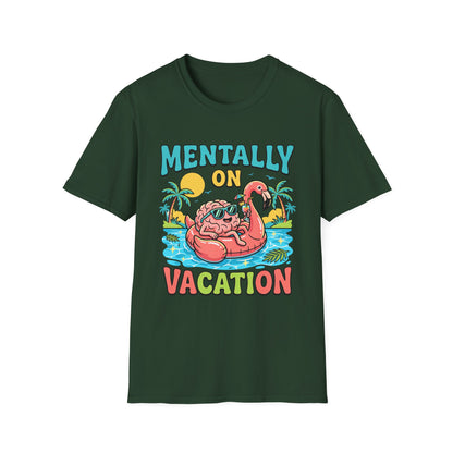 Mentally On Vacation T-Shirt – Funny Flamingo Pool Float Summer Tee