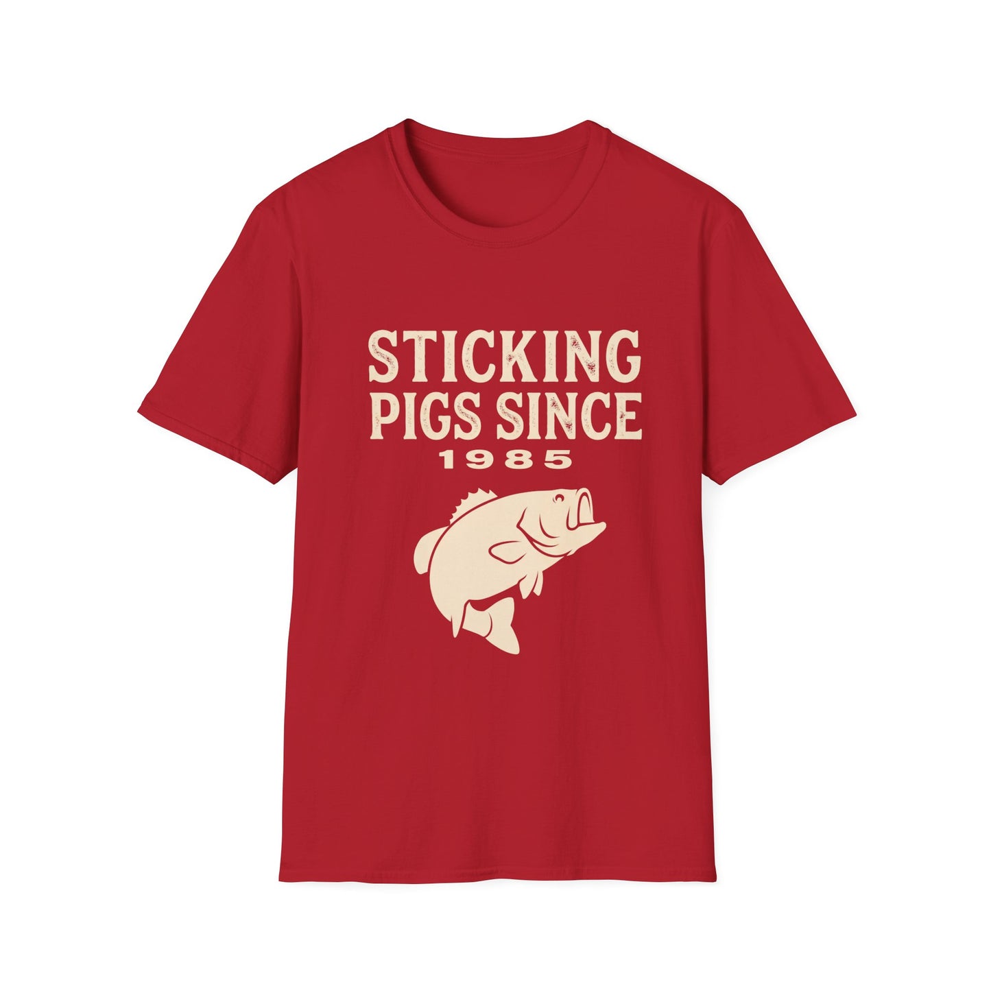Sticking Pigs Since 1985 Bass Fishing T-Shirt – Funny Angler Tee