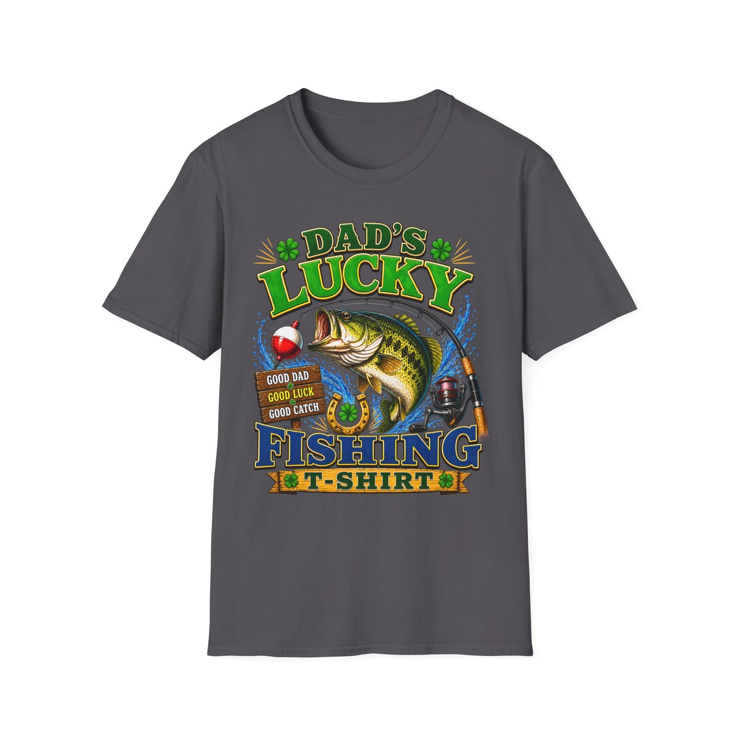 Dad's Lucky Fishing Tee side view on model