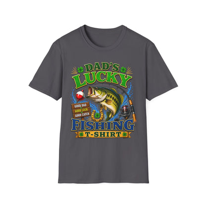 Dad's Lucky Fishing Tee side view on model
