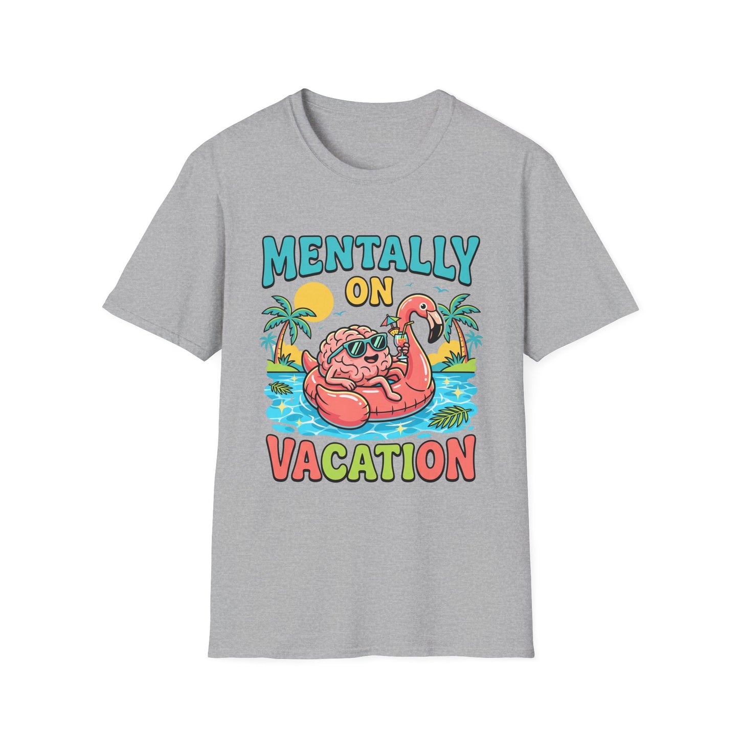 Mentally On Vacation T-Shirt – Funny Flamingo Pool Float Summer Tee