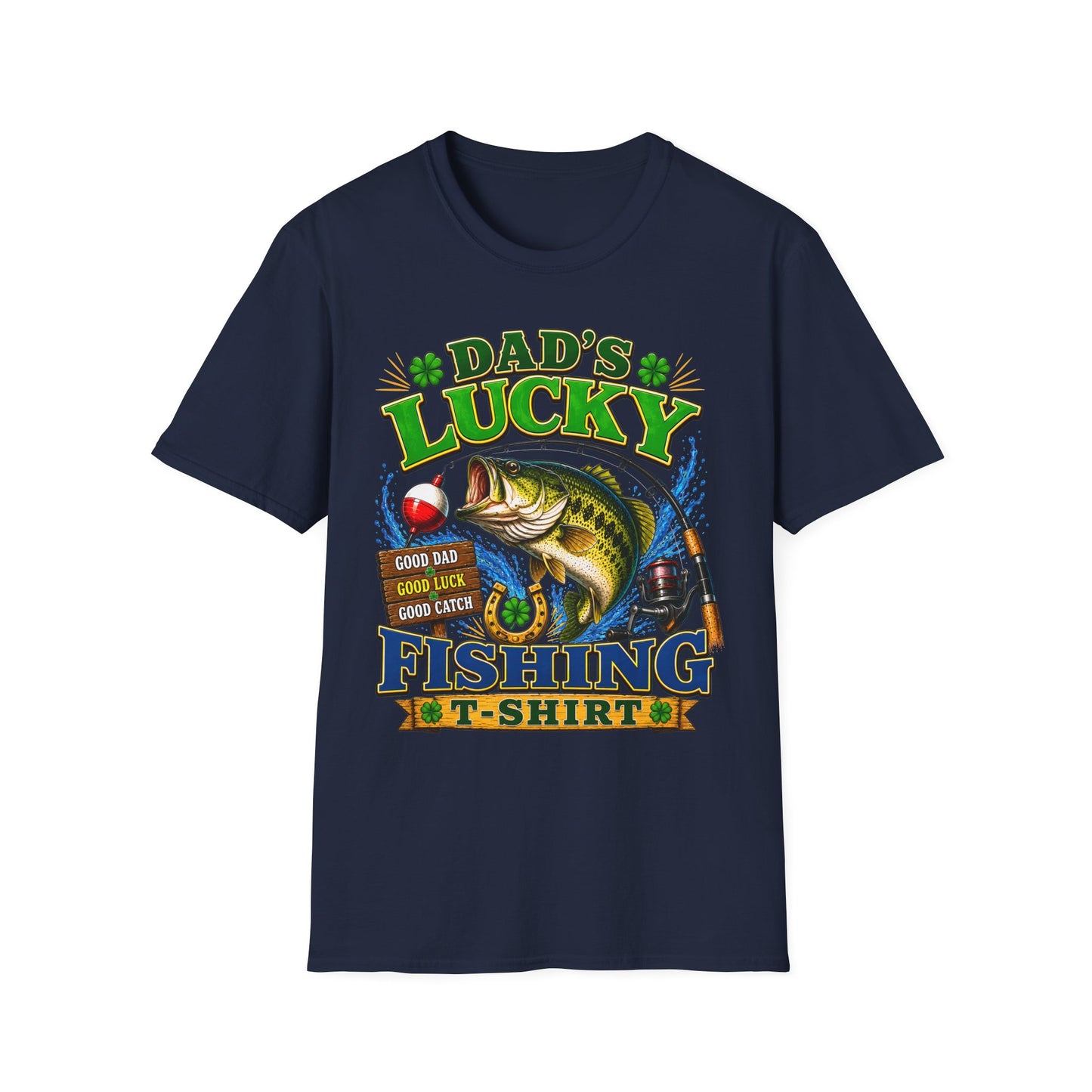 Dad's Lucky Fishing Tee flat lay back view