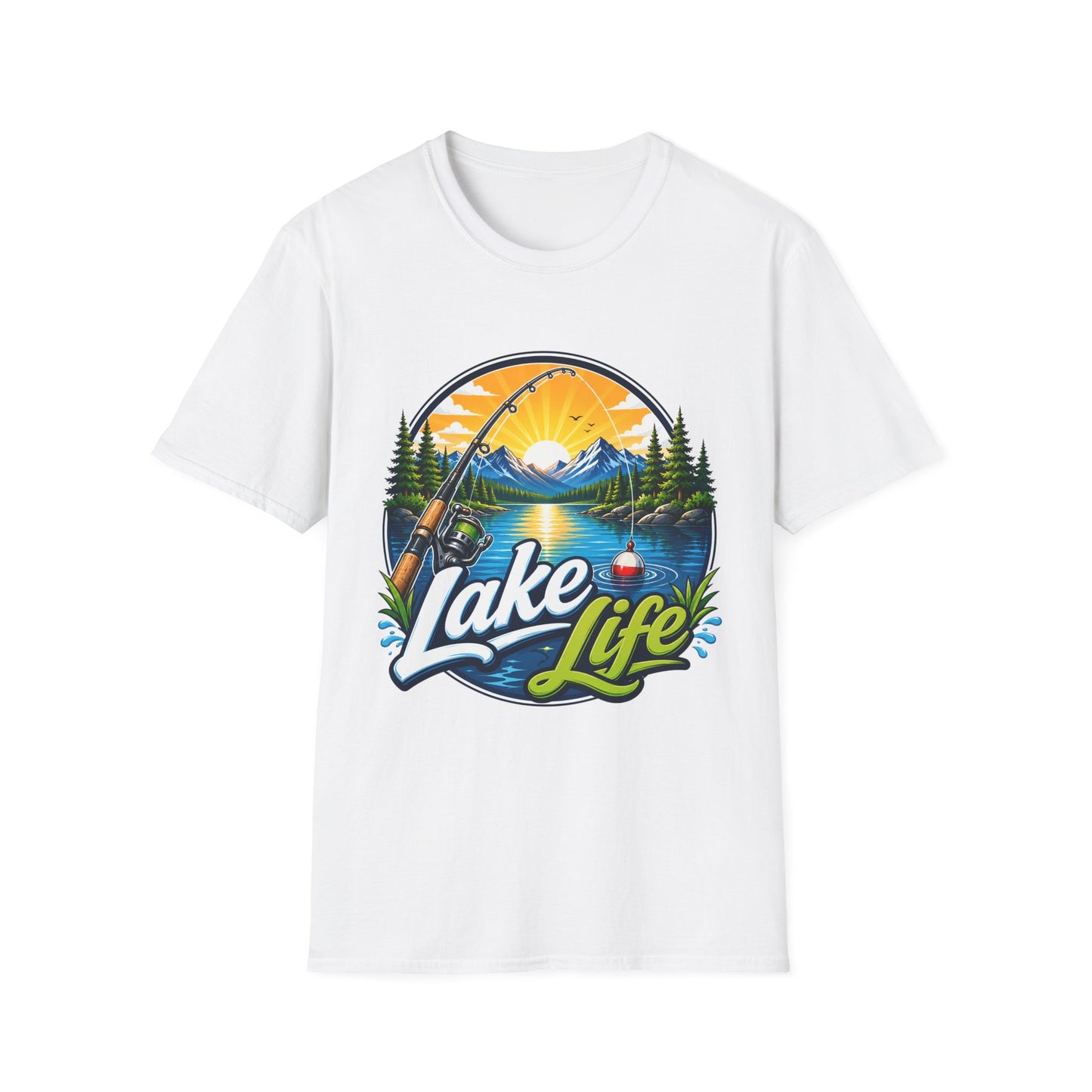Lake Life outdoor nature fishing graphic t-shirt front view