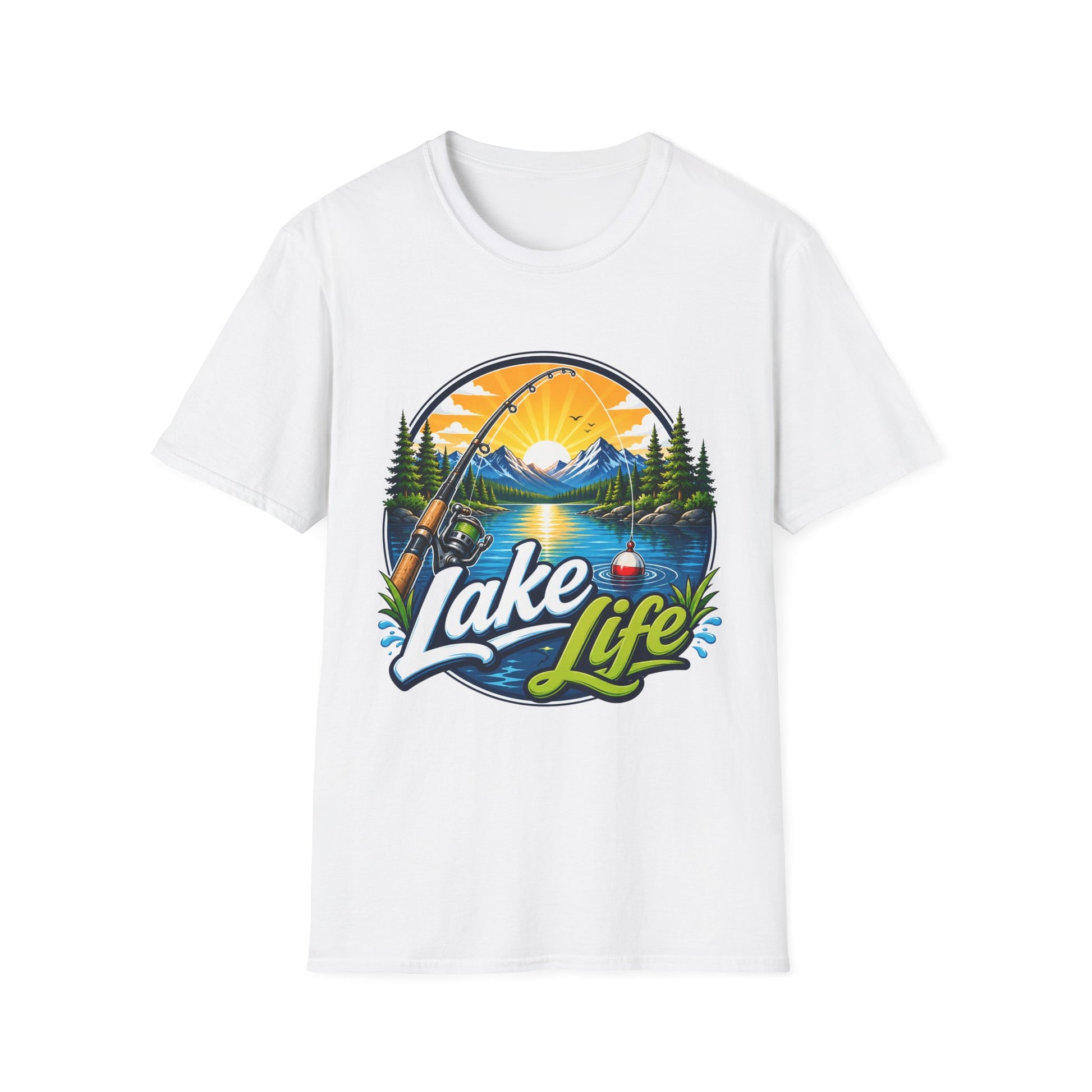 Lake Life outdoor nature fishing graphic t-shirt front view