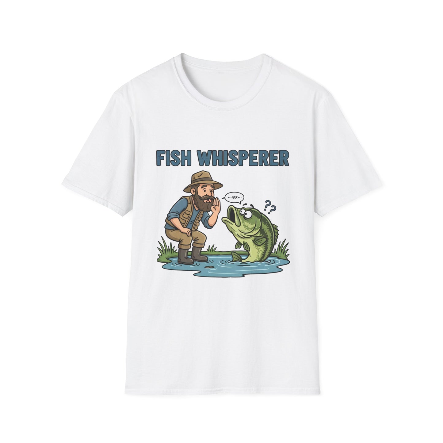 Fish Whisperer Tee funny fishing quote chest graphic front view